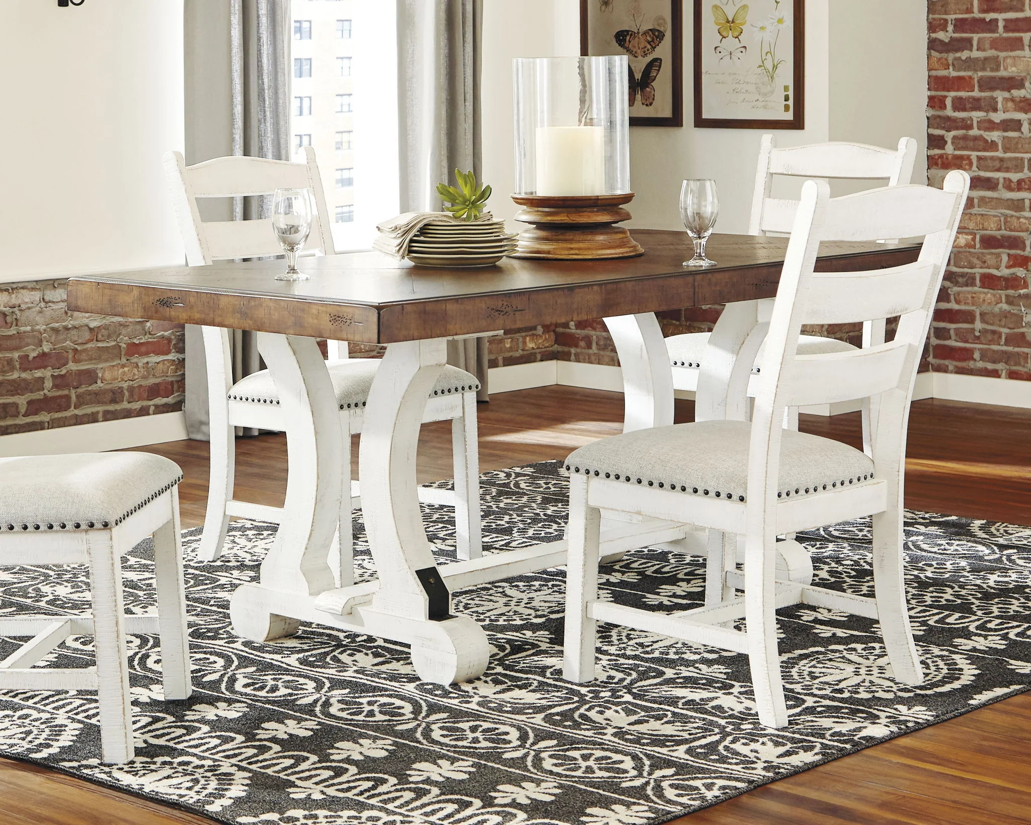 Valebeck - Rectangular Dining Room Table - White / Brown - Image 2