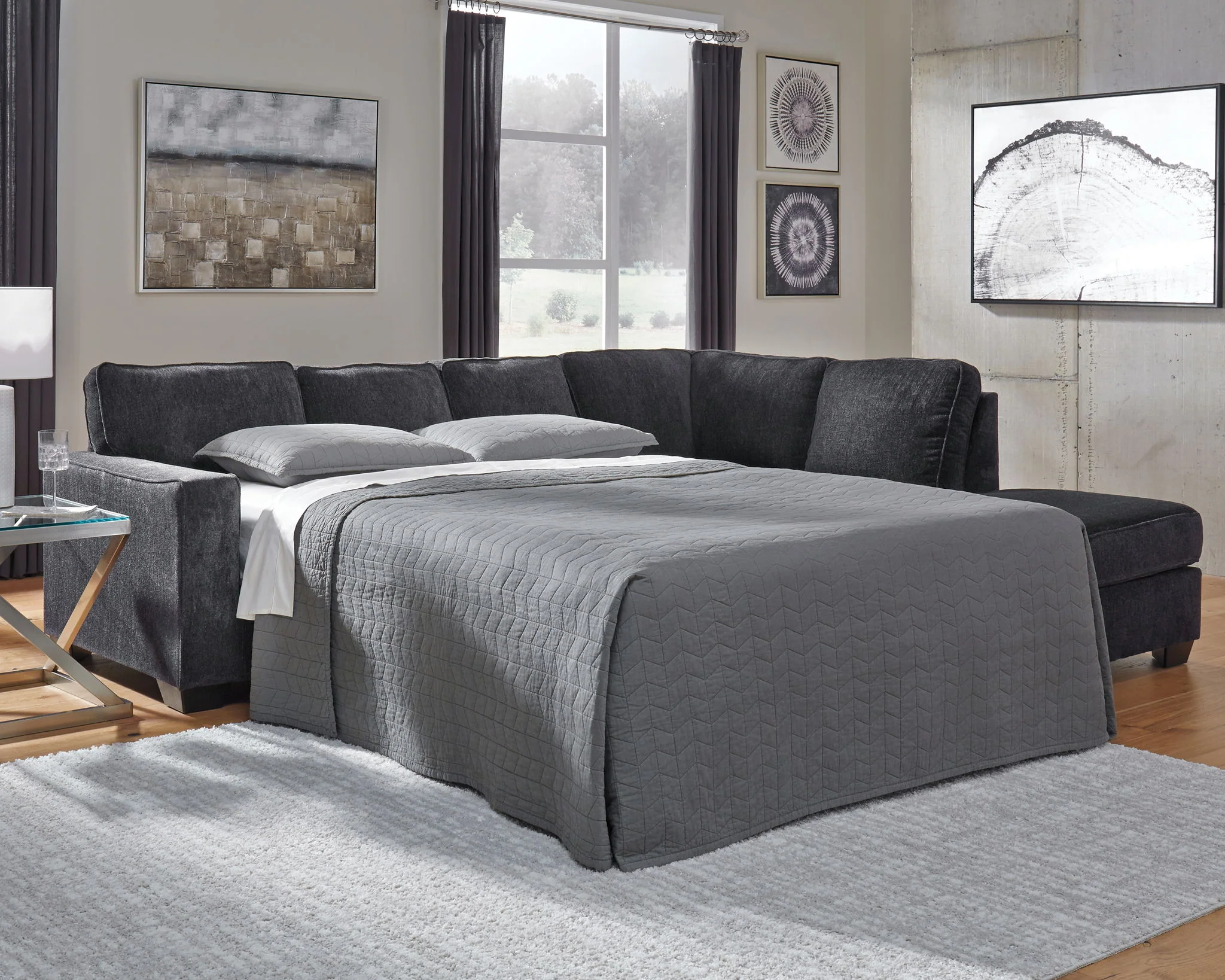 Altari - Right Arm Facing Corner Chaise With Sleeper 2 Pc Sectional - Slate - Image 3