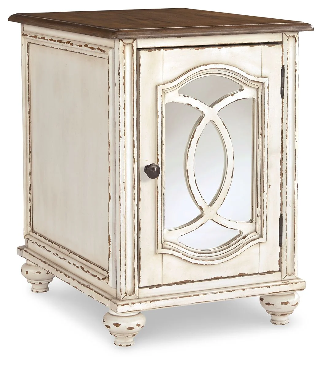 Realyn - Chair Side End Table - Insert Mirror - White / Brown - Image 1