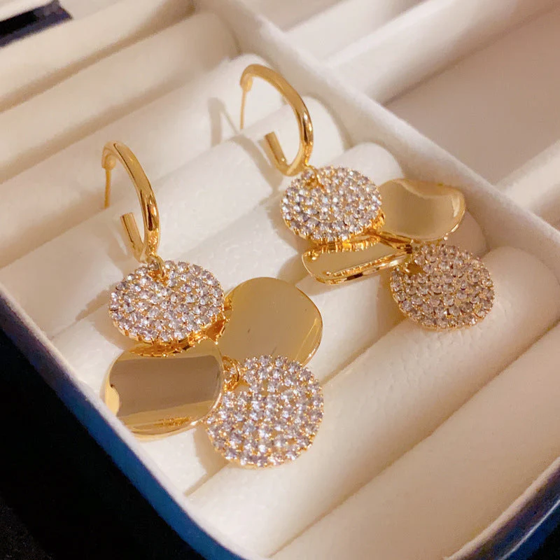 Crystal Radiance Round Tassel Earrings - Image 2