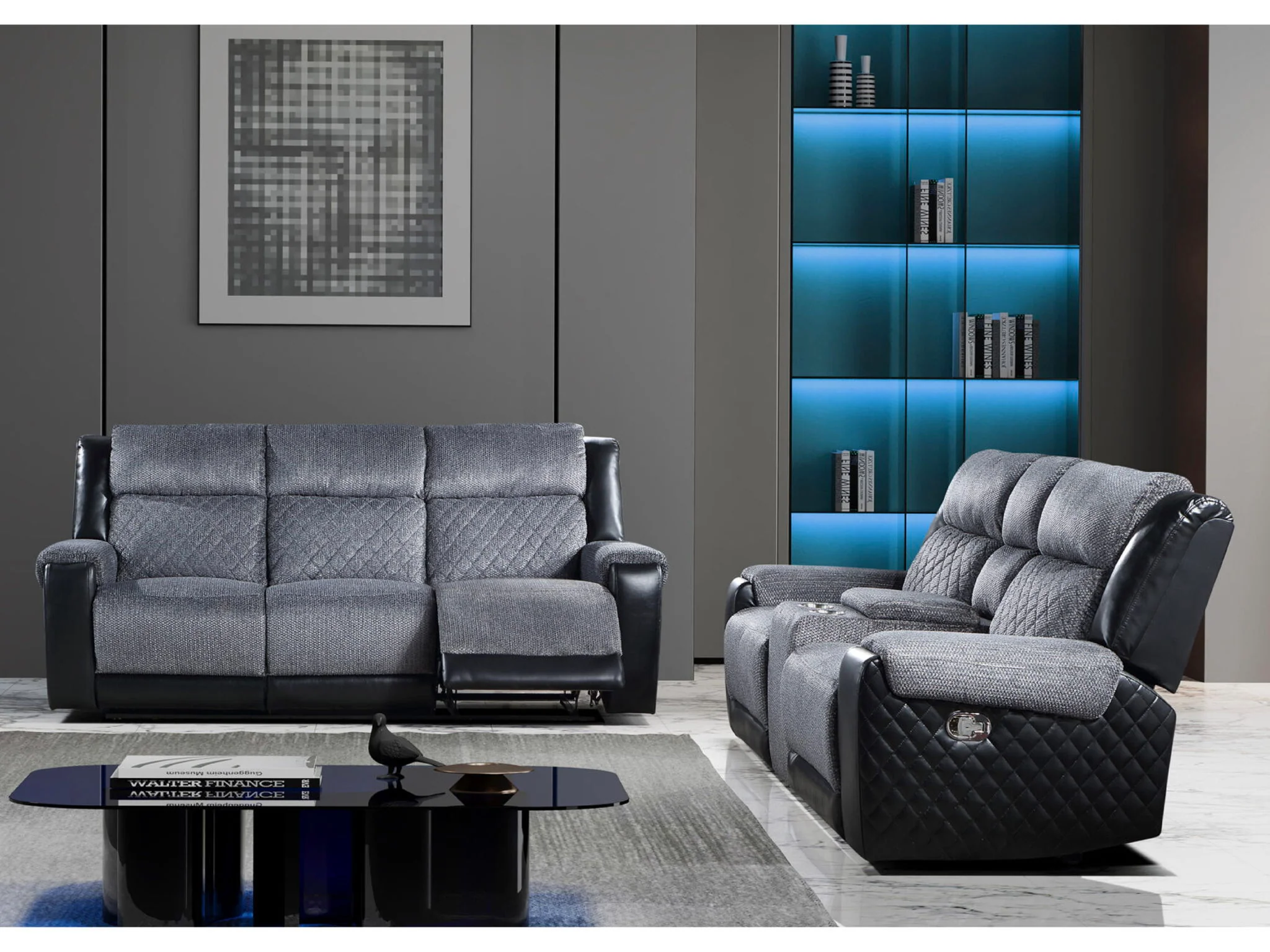 Global Dual Reclining Loveseat - Dark Gray - Image 2
