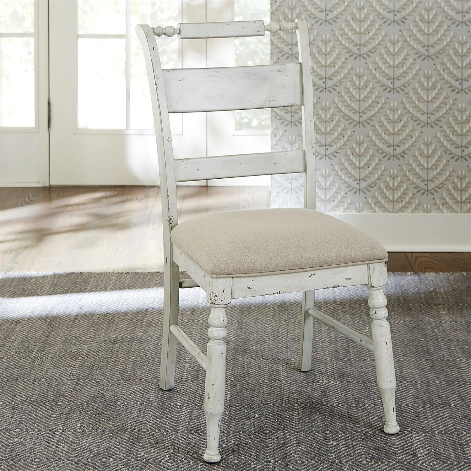 Whitney - Slat Back Side Chair - Antique Linen / Weathered Gray - Image 2