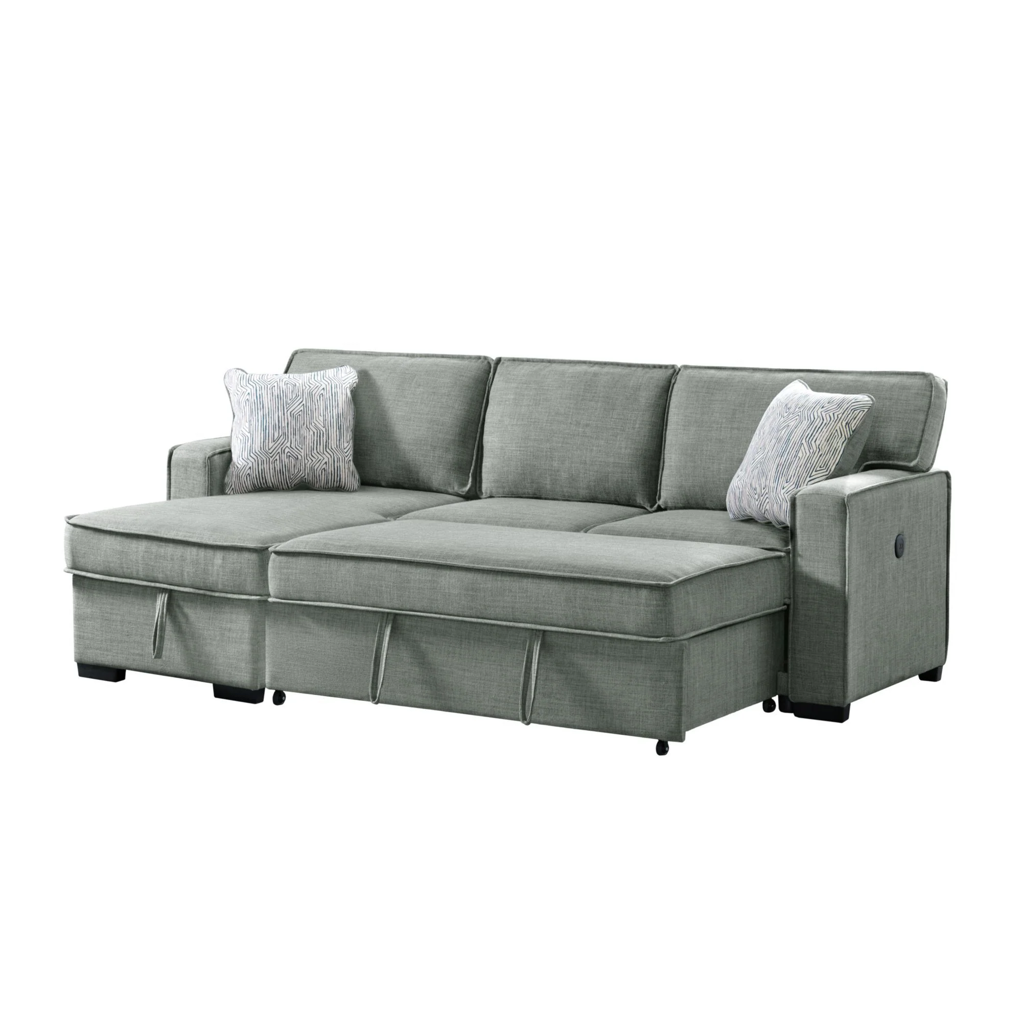 Caracas - Sectional Sleeper Chofa With Pull Bed, Drop Table & USB - Image 3