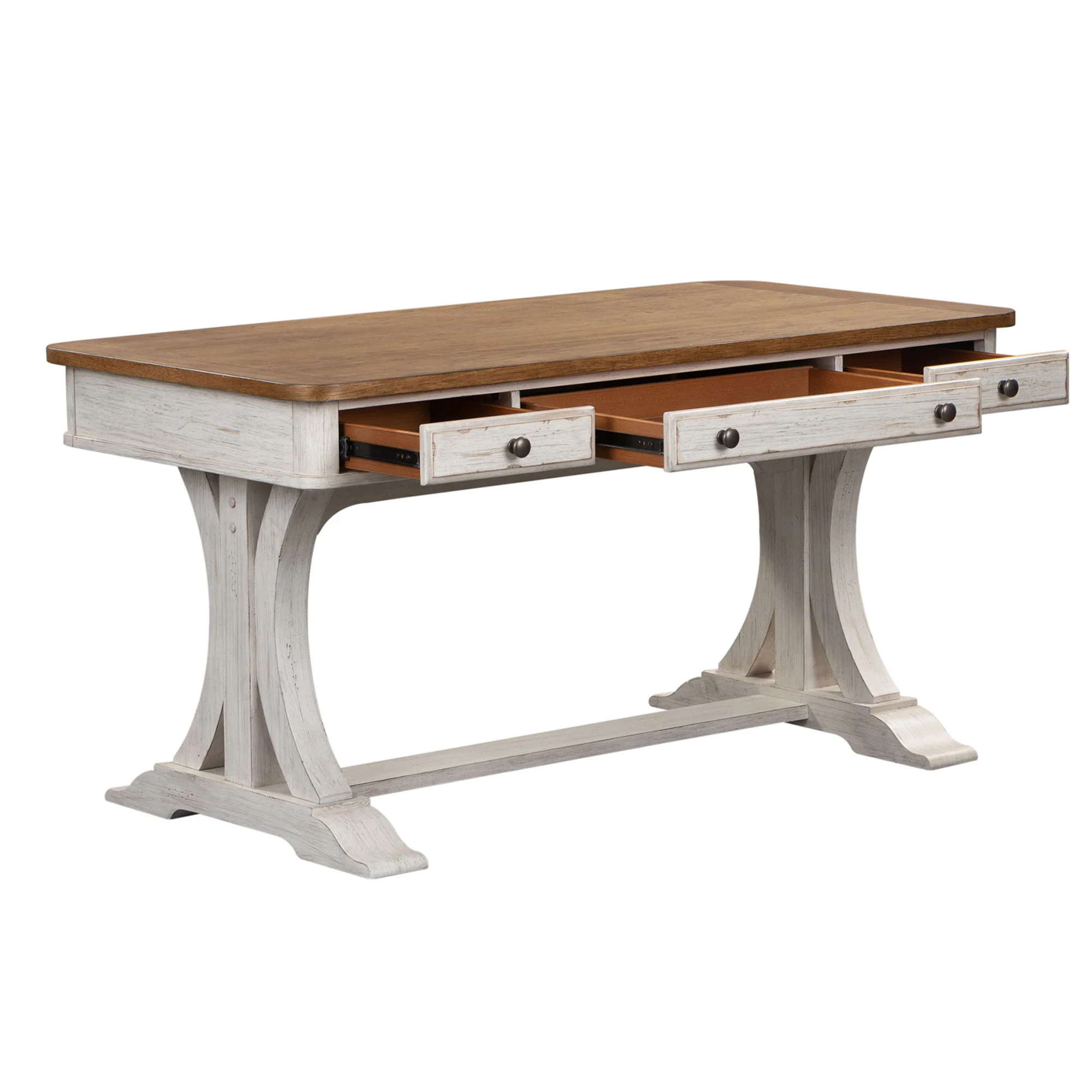Farmhouse Reimagined - Writing Desk - Antique White / Chestnut Tops - Image 2