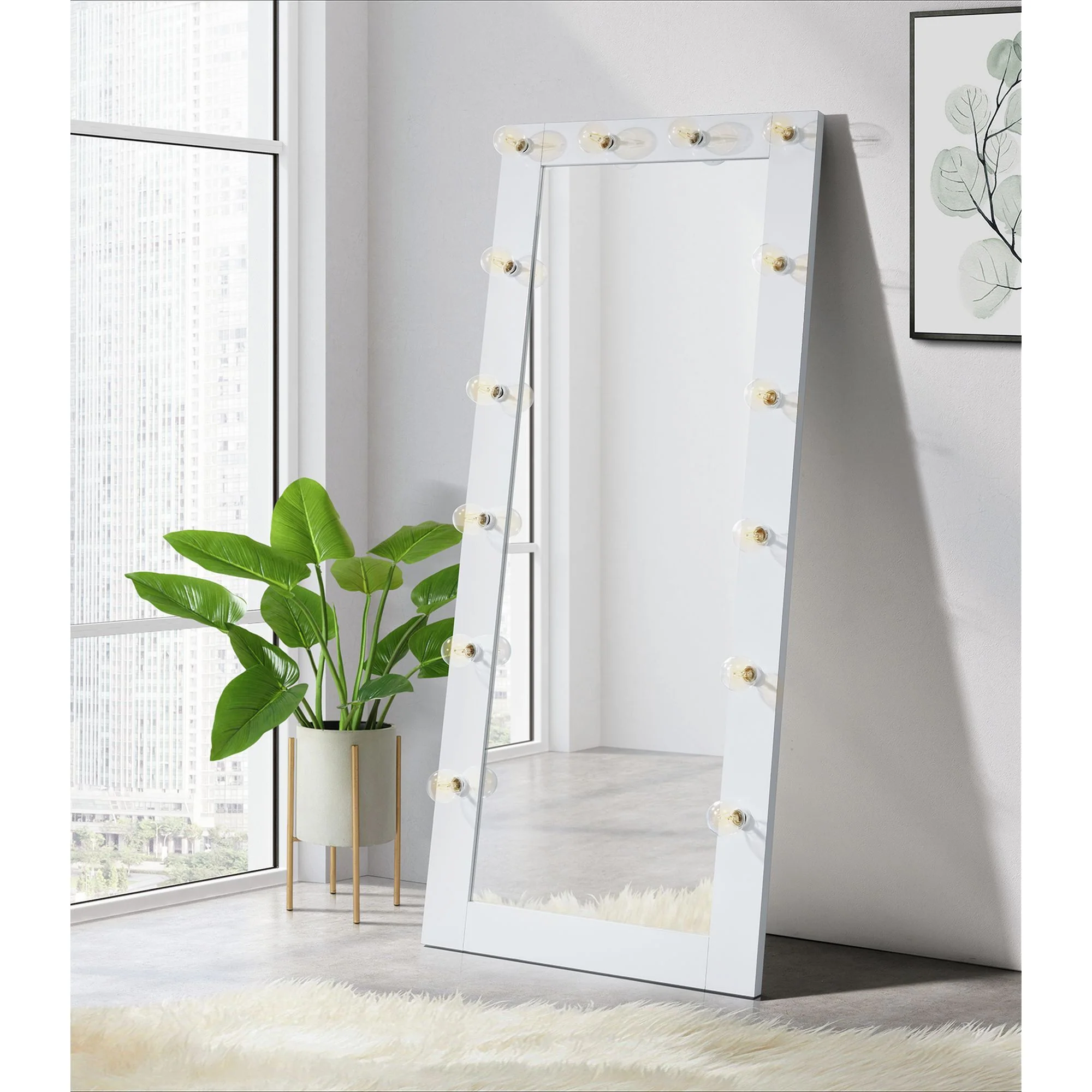 Lindy - Floor Mirror - Glossy White - Image 2