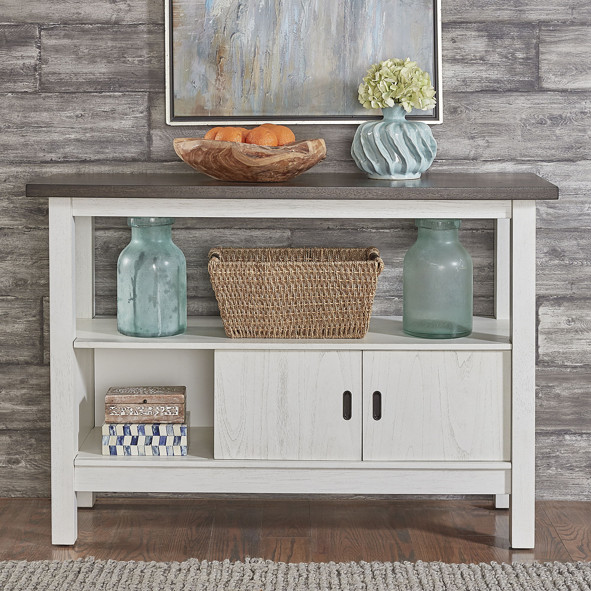 Brook Bay – Sideboard – Textured White / Carbon Gray
