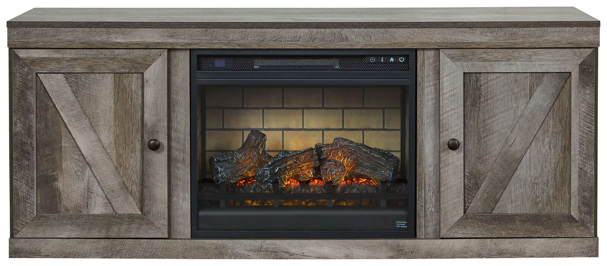 Wynnlow - TV Stand With Faux Firebrick Fireplace Insert - Gray - Image 2