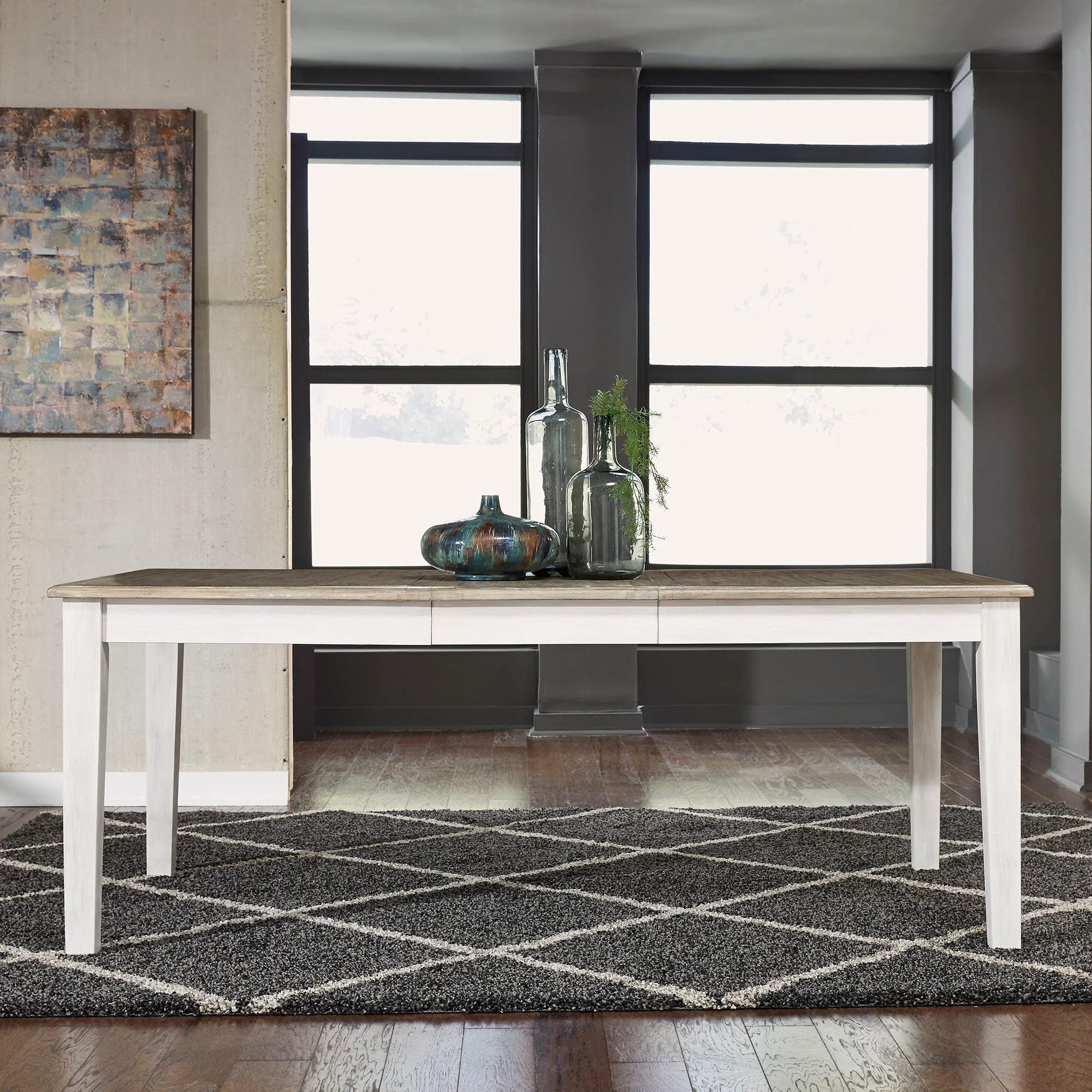 Summerville - Rectangular Leg Table - Soft White Wash / Wirebrushed Gray - Image 1