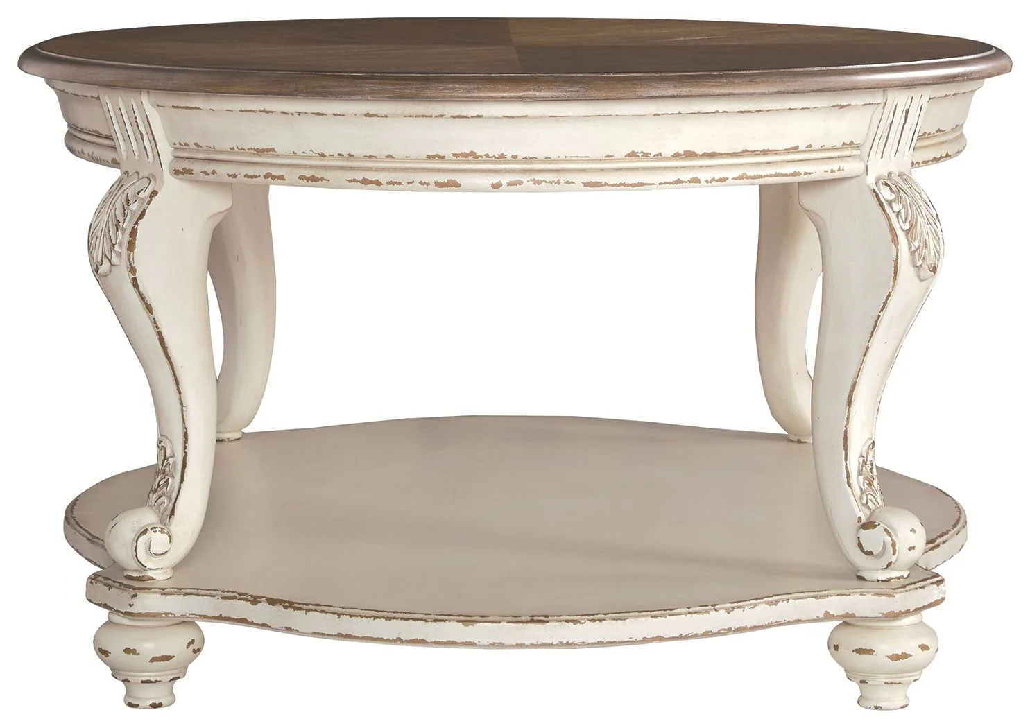 Realyn - Oval Cocktail Table - White / Brown - Image 3