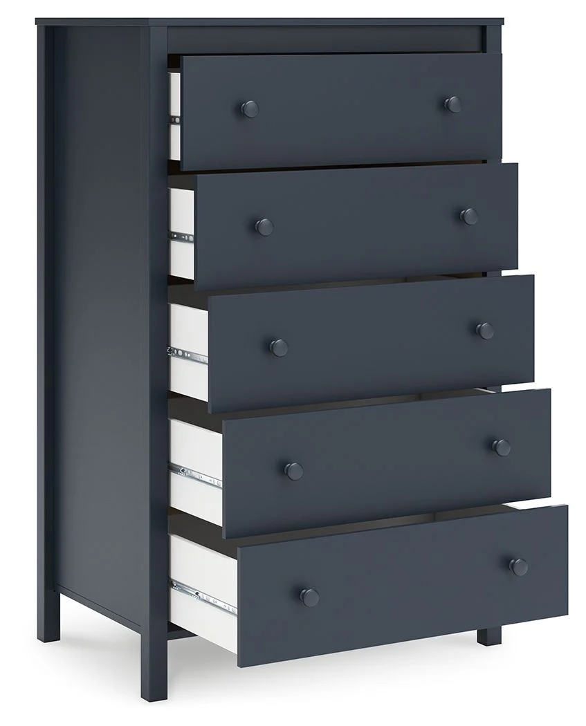 Simmenfort - Five Drawer Chest - Navy Blue - Image 3