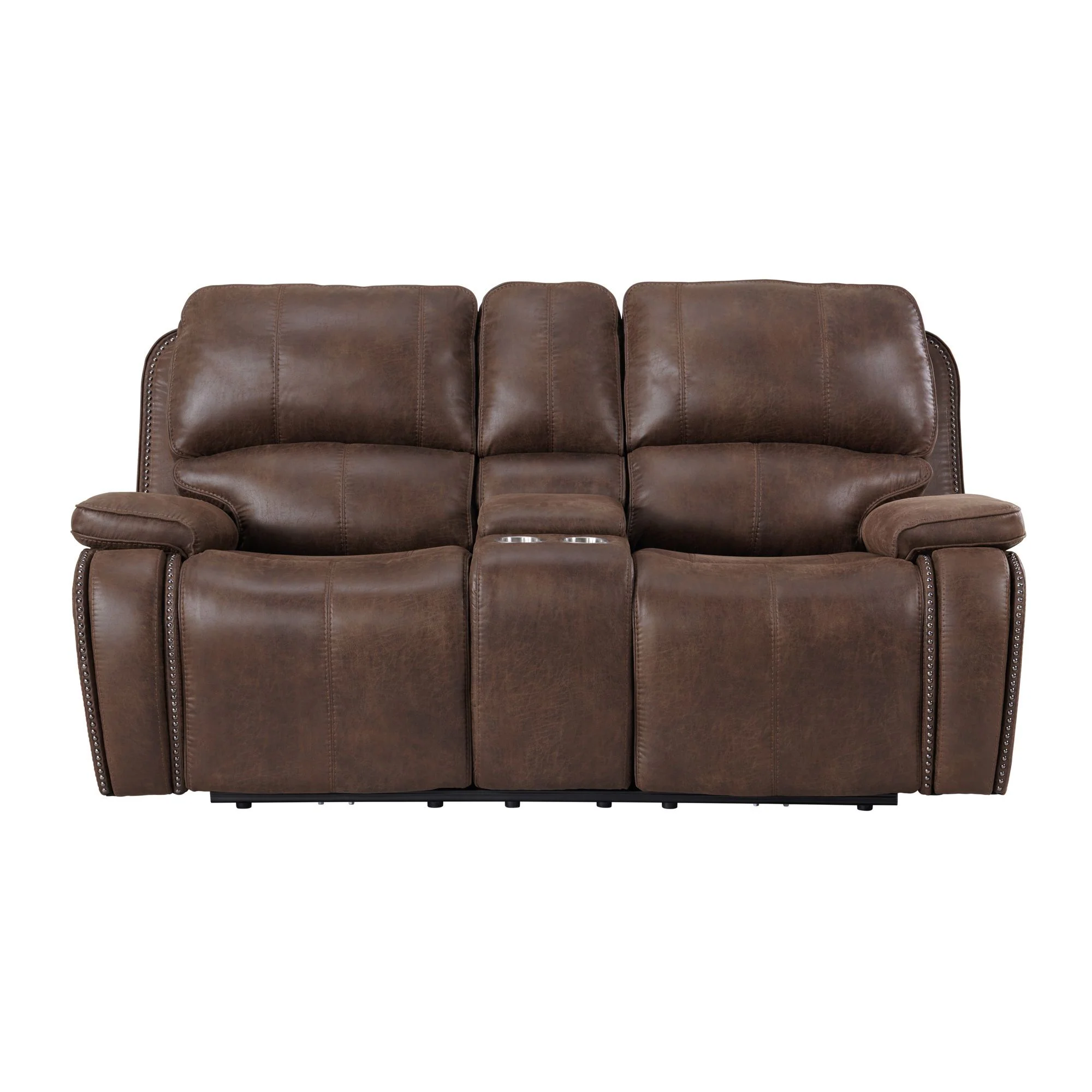 Atlantis - Power Motion Loveseat With Power Motion Head Recliner & Console - Heritage Brown - Image 2