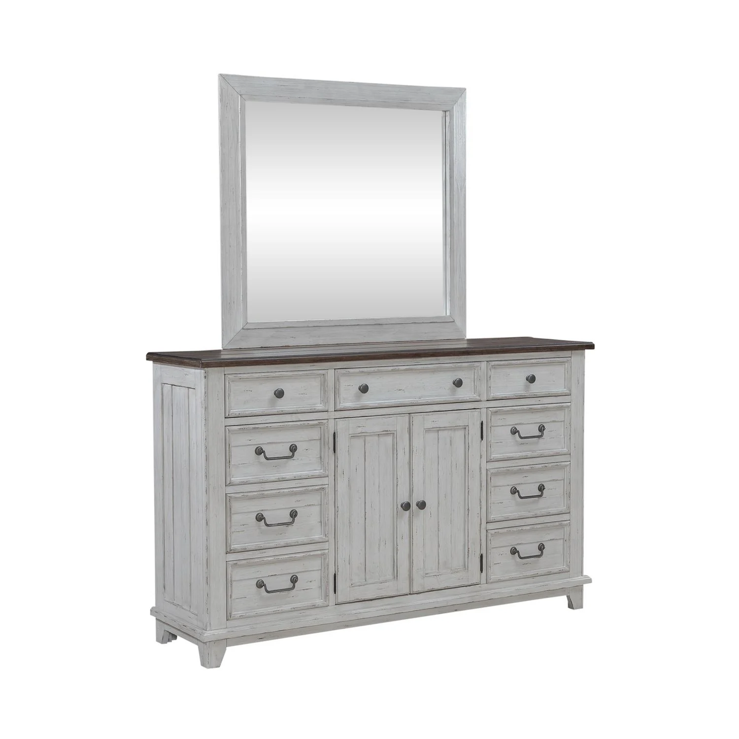 River Place - Dresser & Mirror - Riverstone White & Tobacco - Image 2