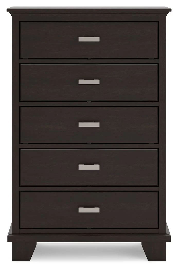 Covetown - Five Drawer Chest - Dark Brown - Image 1