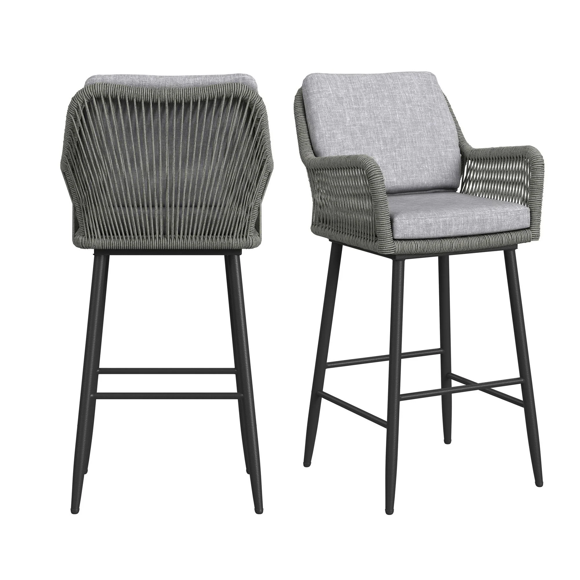 Bayhill – Fabric Barstool (Set of 2) – Black / Gray