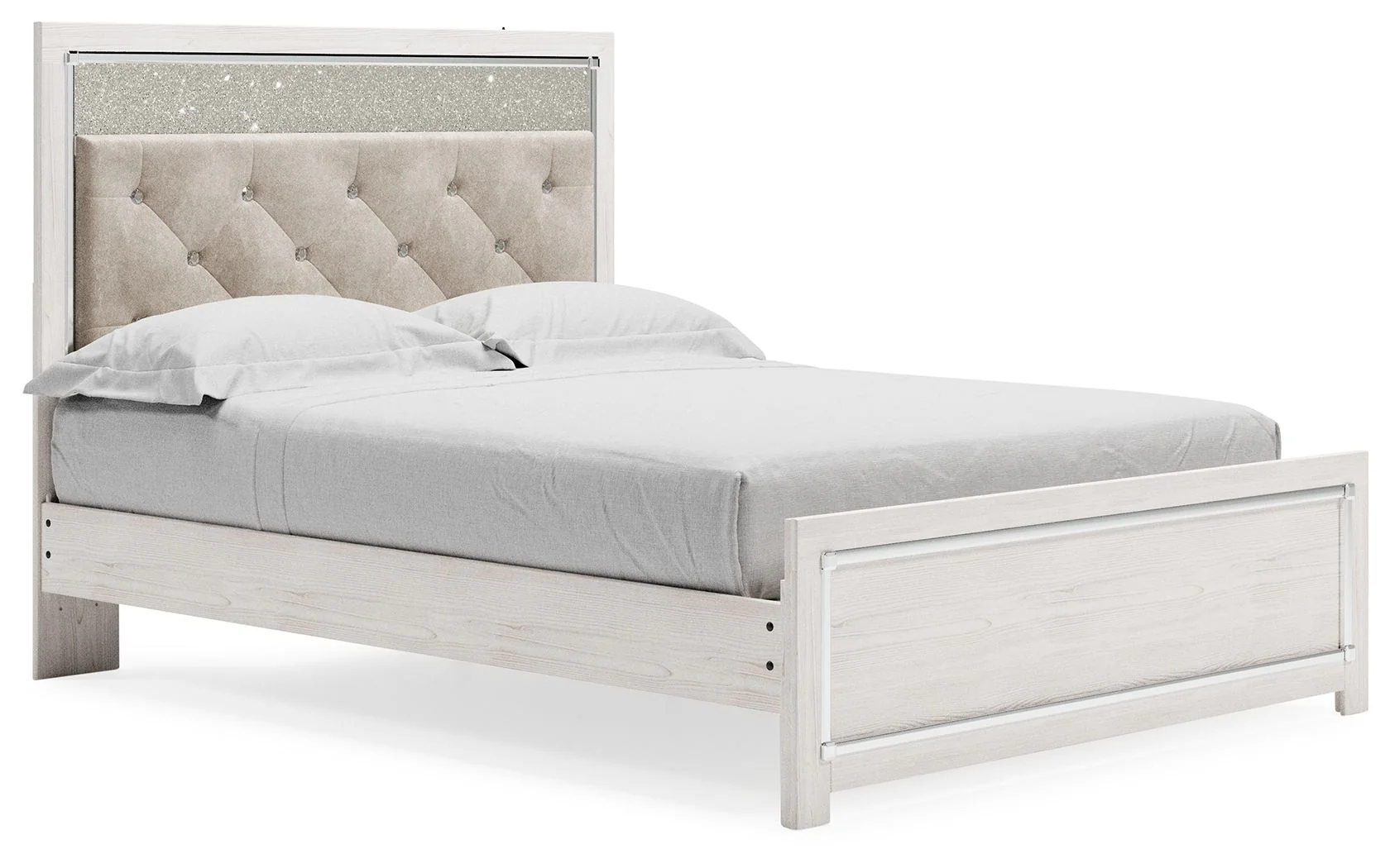 Altyra – Queen Panel Bed With Roll Slats – White