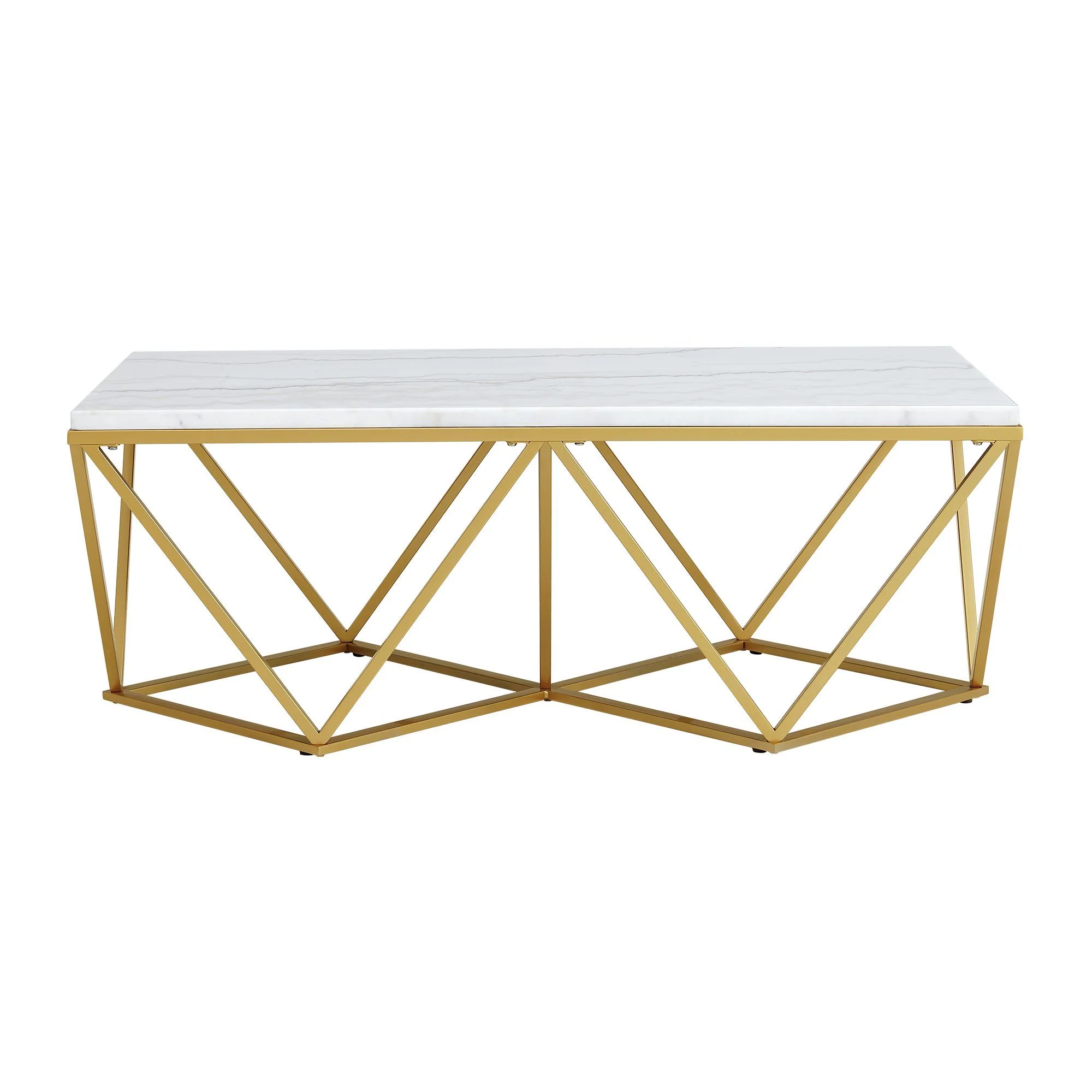 Riko - Rectangular Coffee Table With Metal Leg - Gold - Image 2