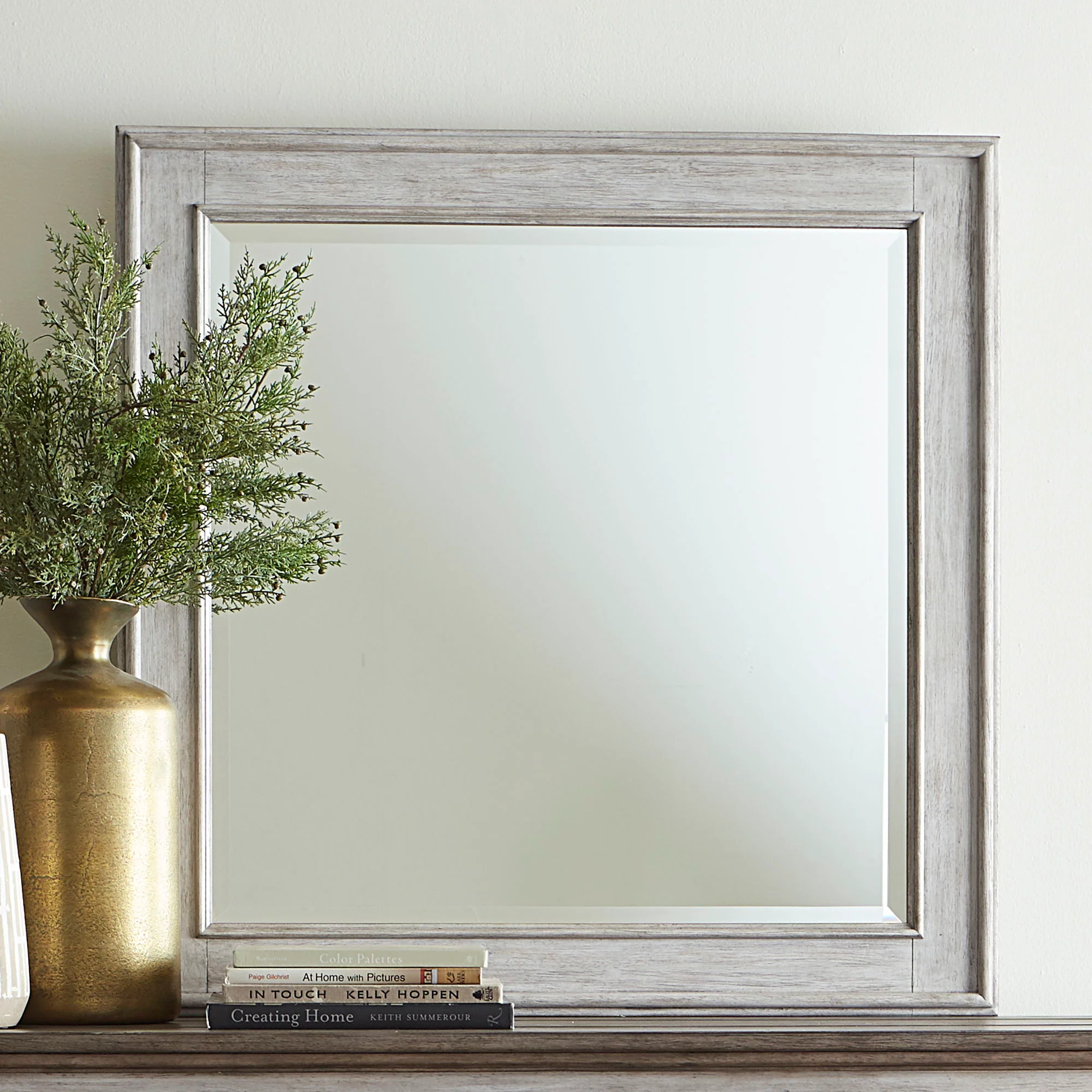 Heartland – Landscape Mirror – Antique White / Tobacco Tops