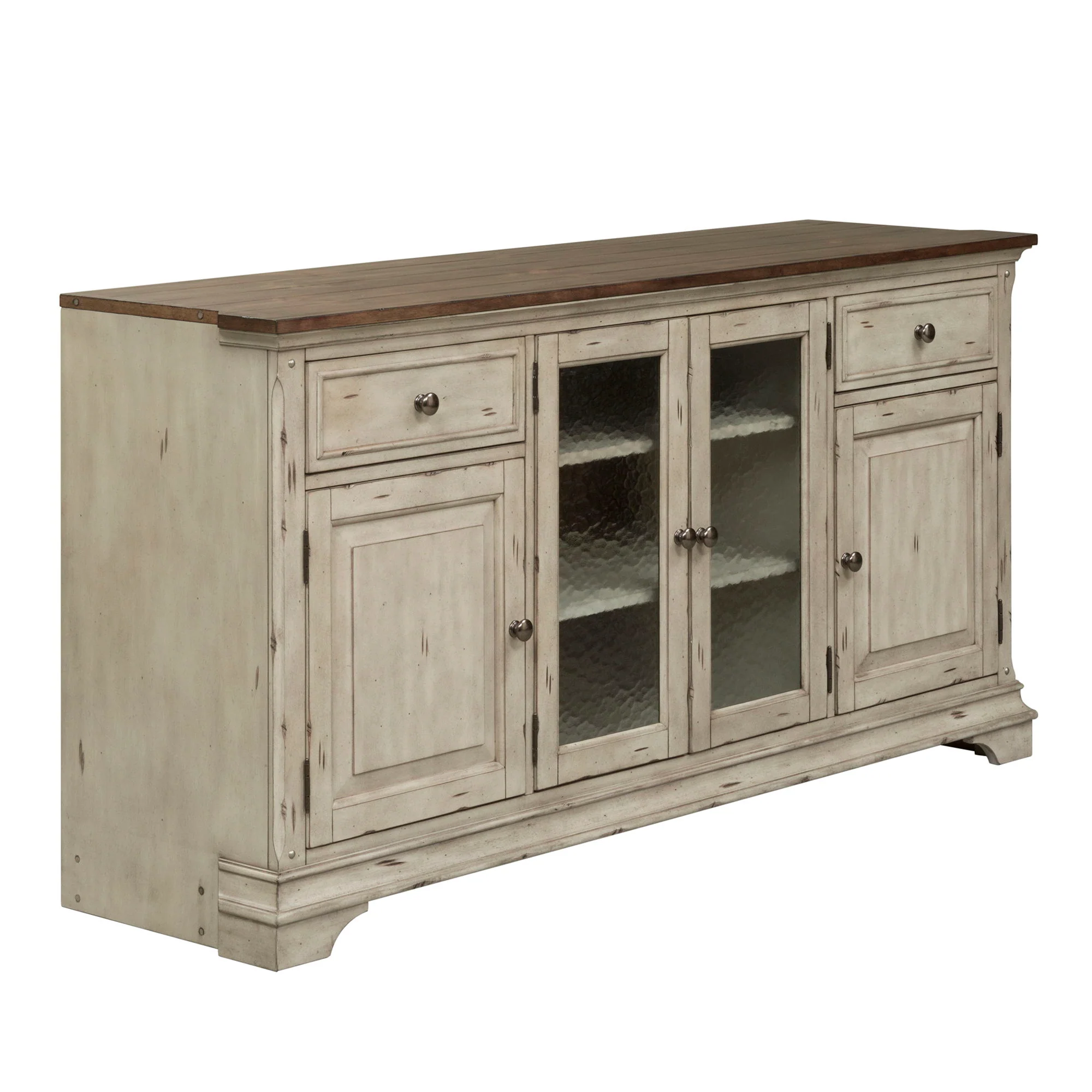 Morgan Creek - Entertainment TV Stand - Antique White / Wirebrushed Tobacco Accents - Image 3