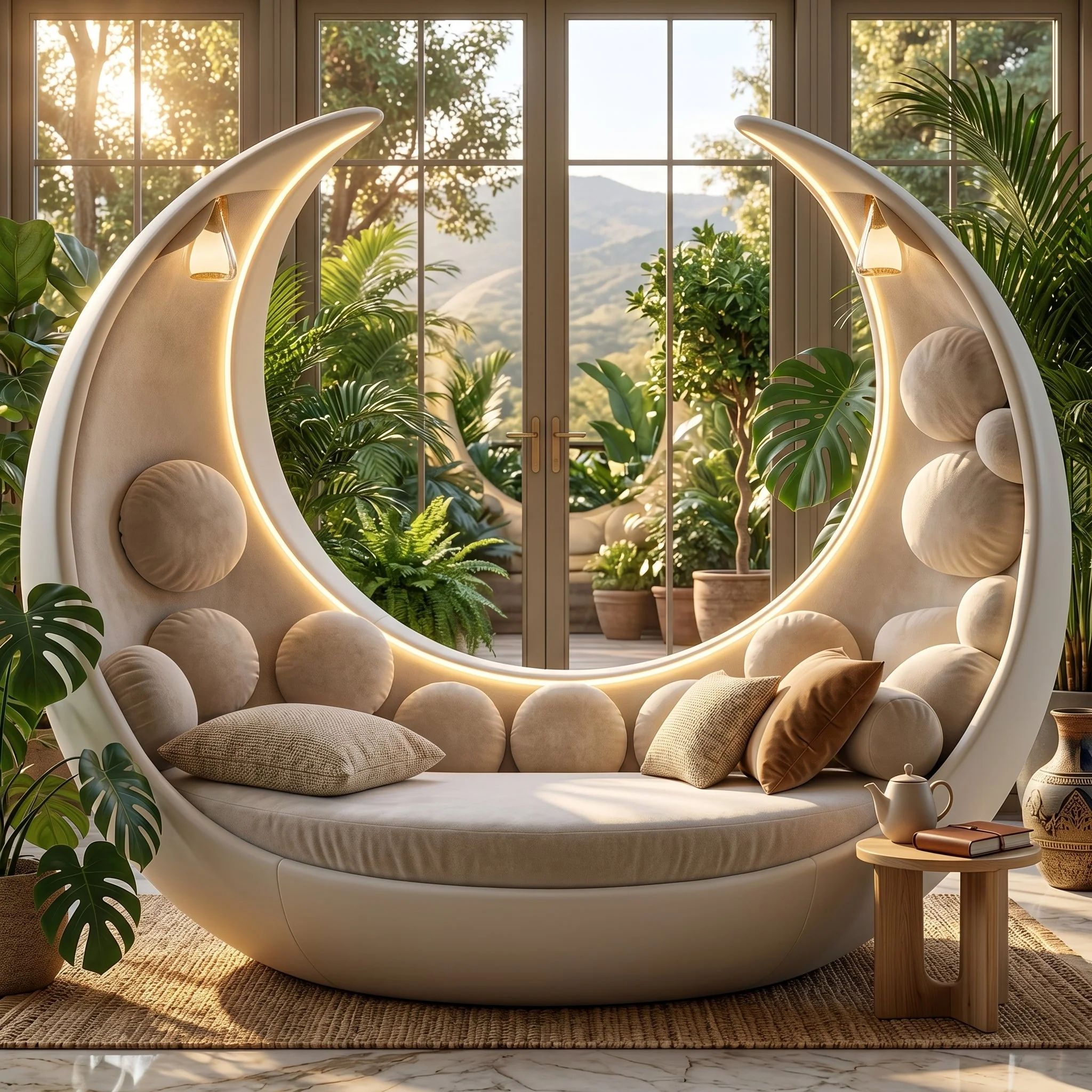 Moon Cradle Modern Sculptural Sofa Bed Lounge - Image 3