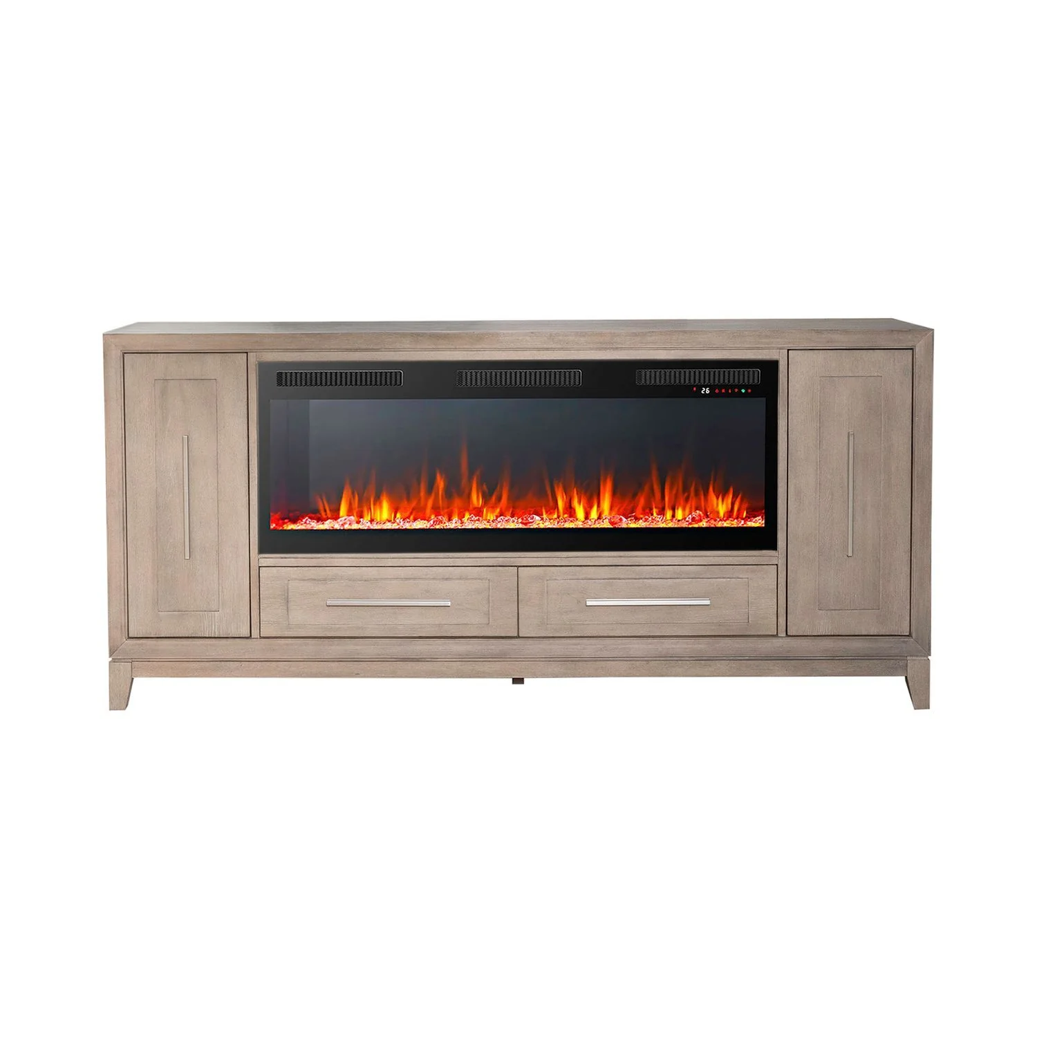 Fireplace TV Consoles - 80" Console With Fire FTS - Light Brown - Image 2