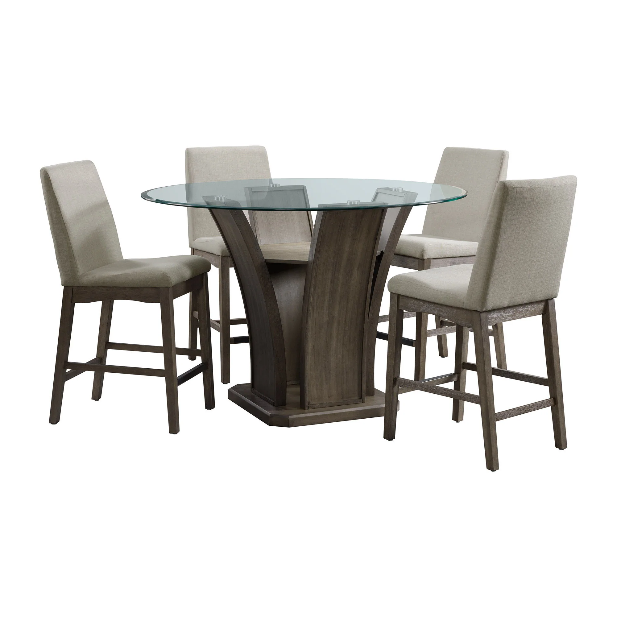 Dapper – 5 Piece Round Counter Height Dining Set (Table And Four Chairs) – Walnut