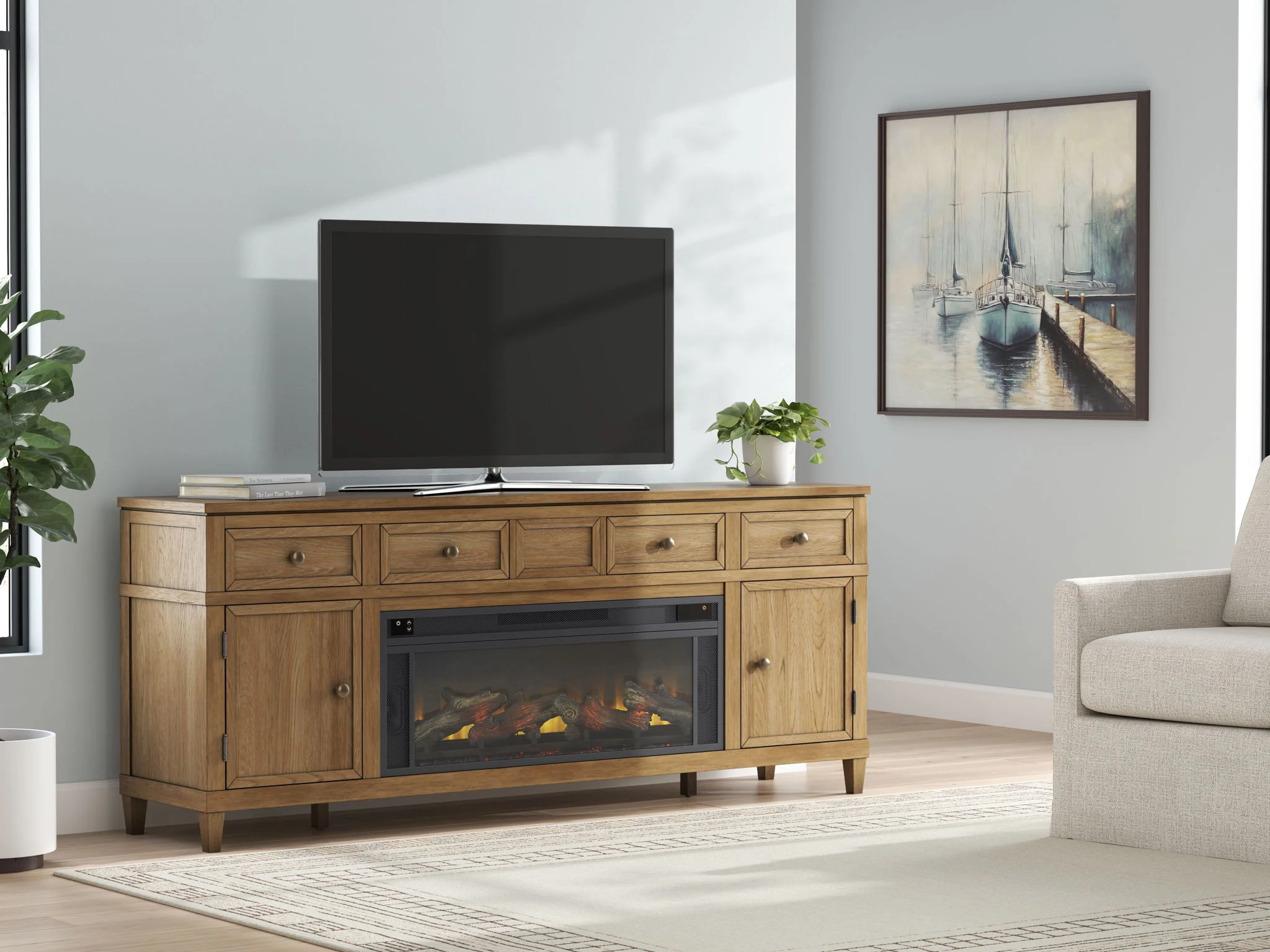 Sharlance - 81" TV Stand With Electric Fireplace - Image 3
