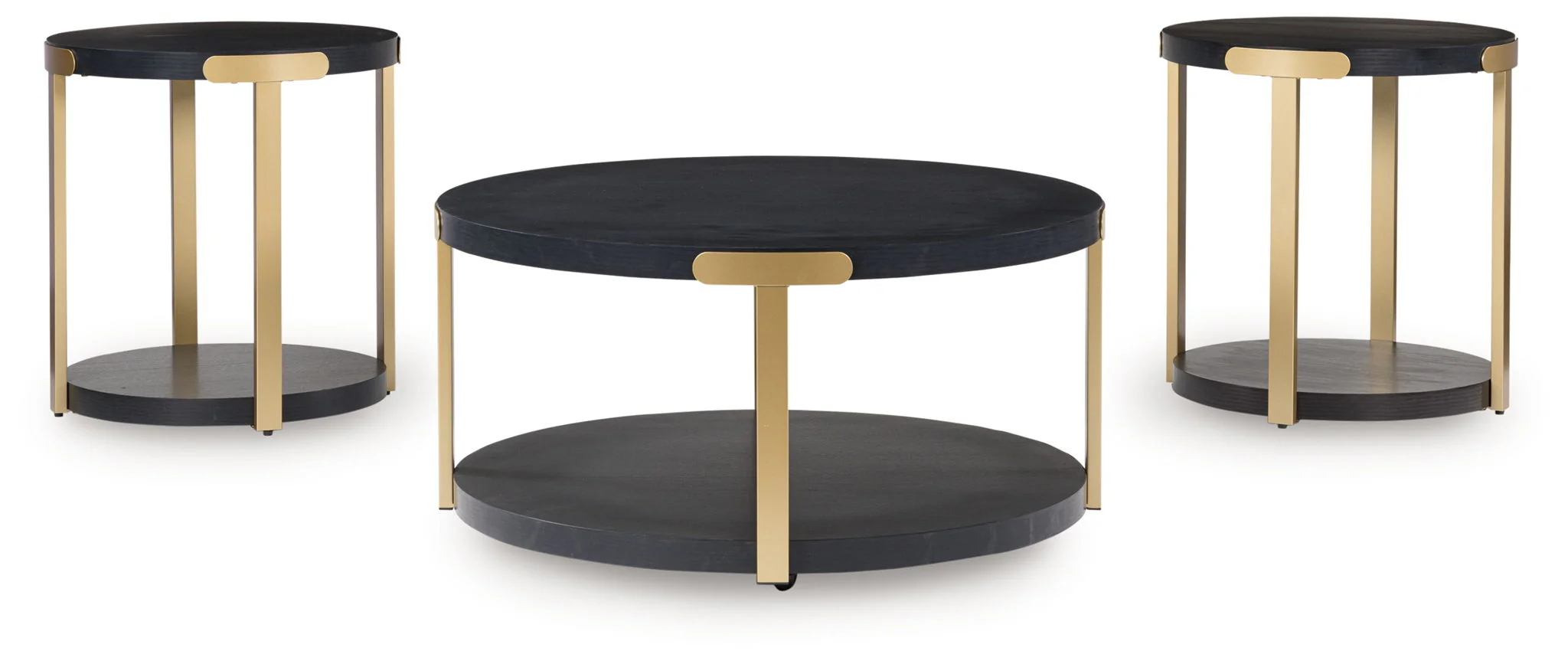 Shylore - Occasional Table Set (Set of 3) - Black / Brass Finish - Image 2