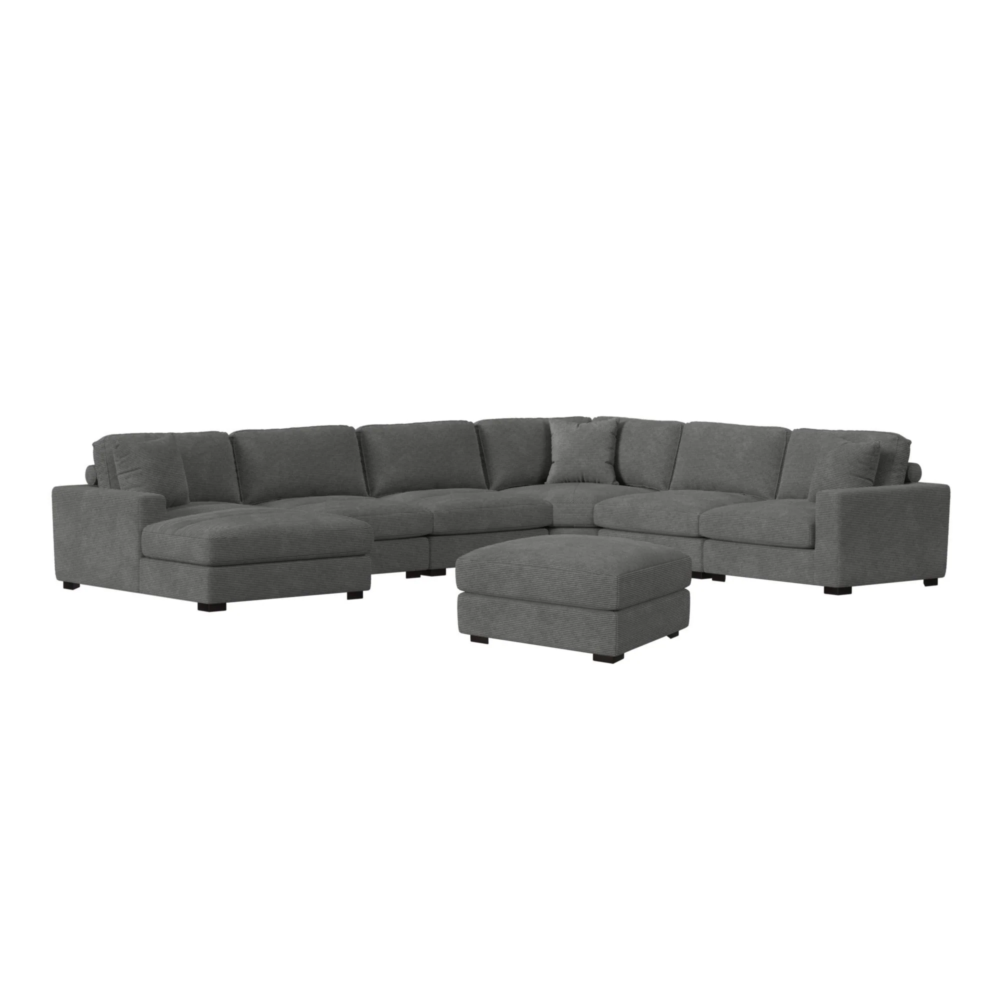 Arizona - Modular LHF Chaise With 1 Pillow 20" - Steno Charcoal - Image 2
