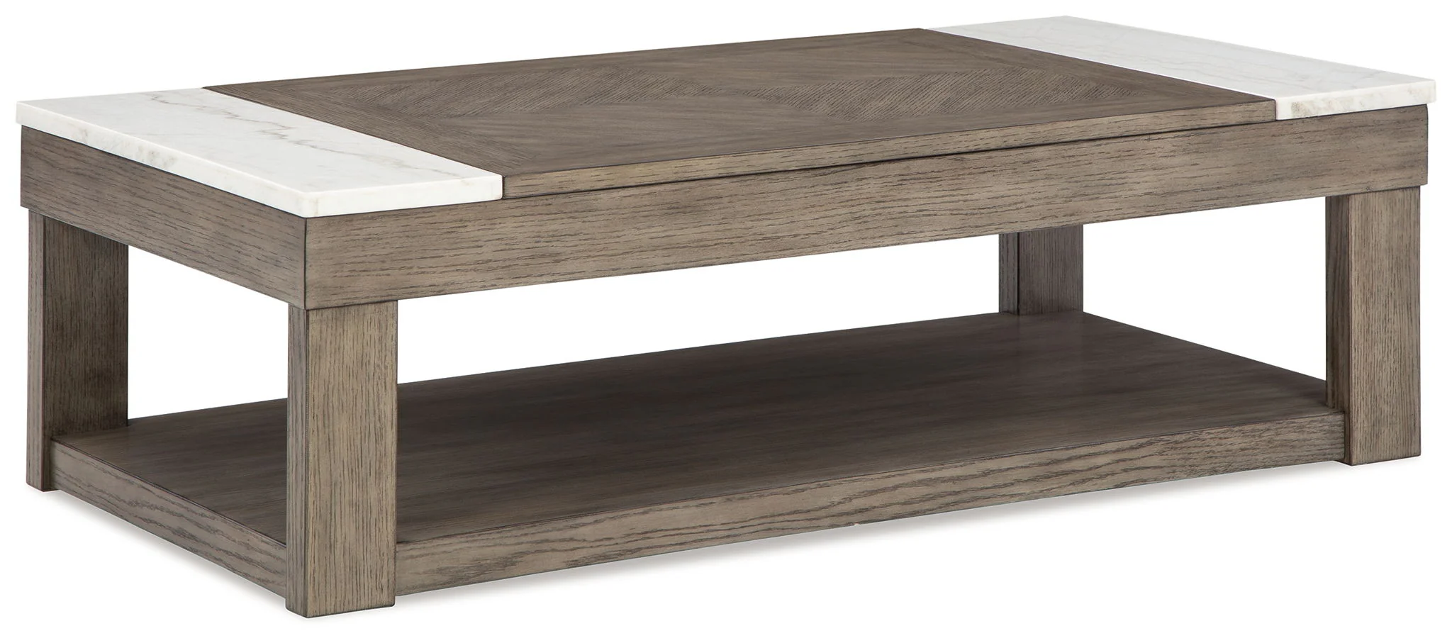 Loyaska - Lift Top Cocktail Table - Grayish Brown / White - Image 1