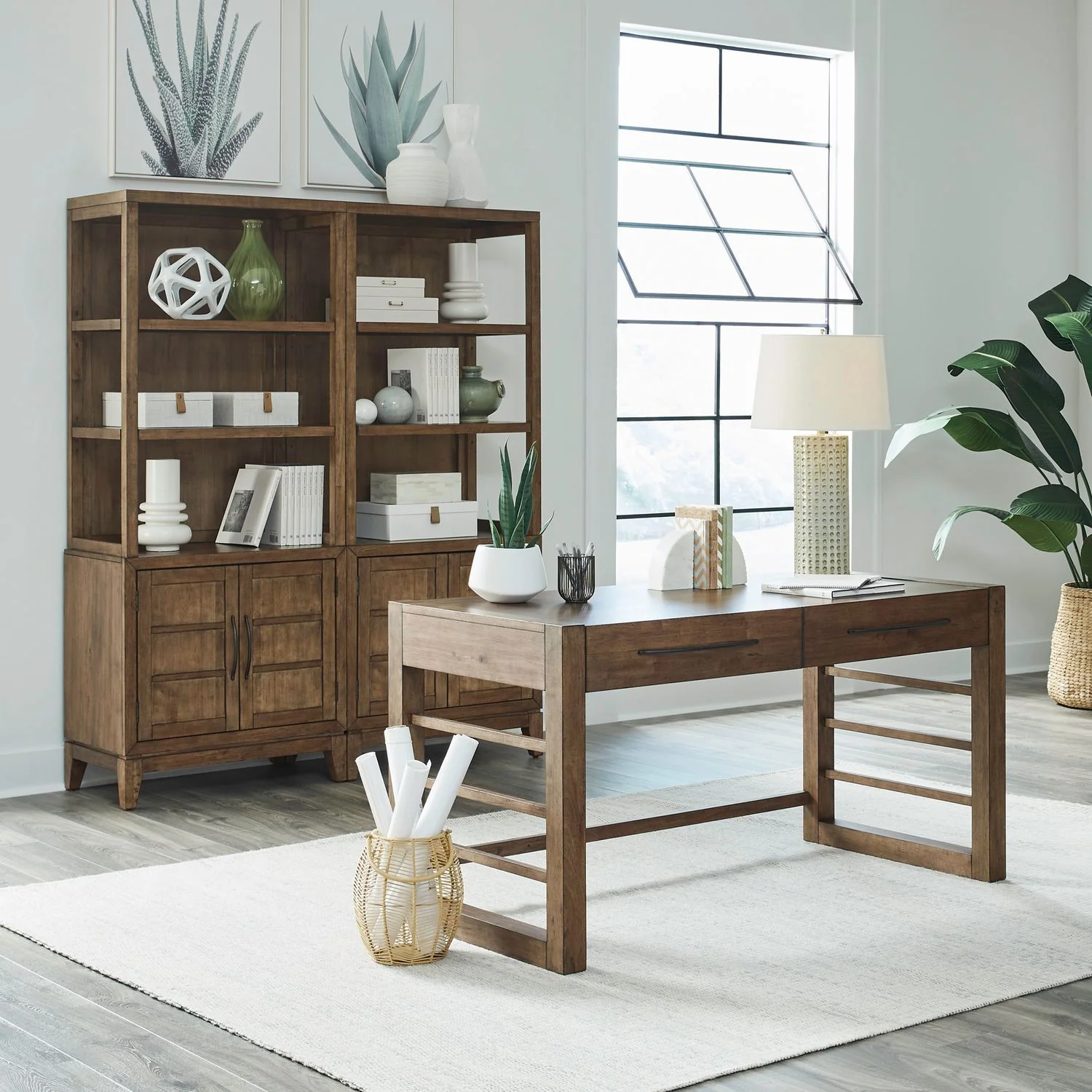 Shaker Lakes – Desk & Bookcase Set – Harvest Brown