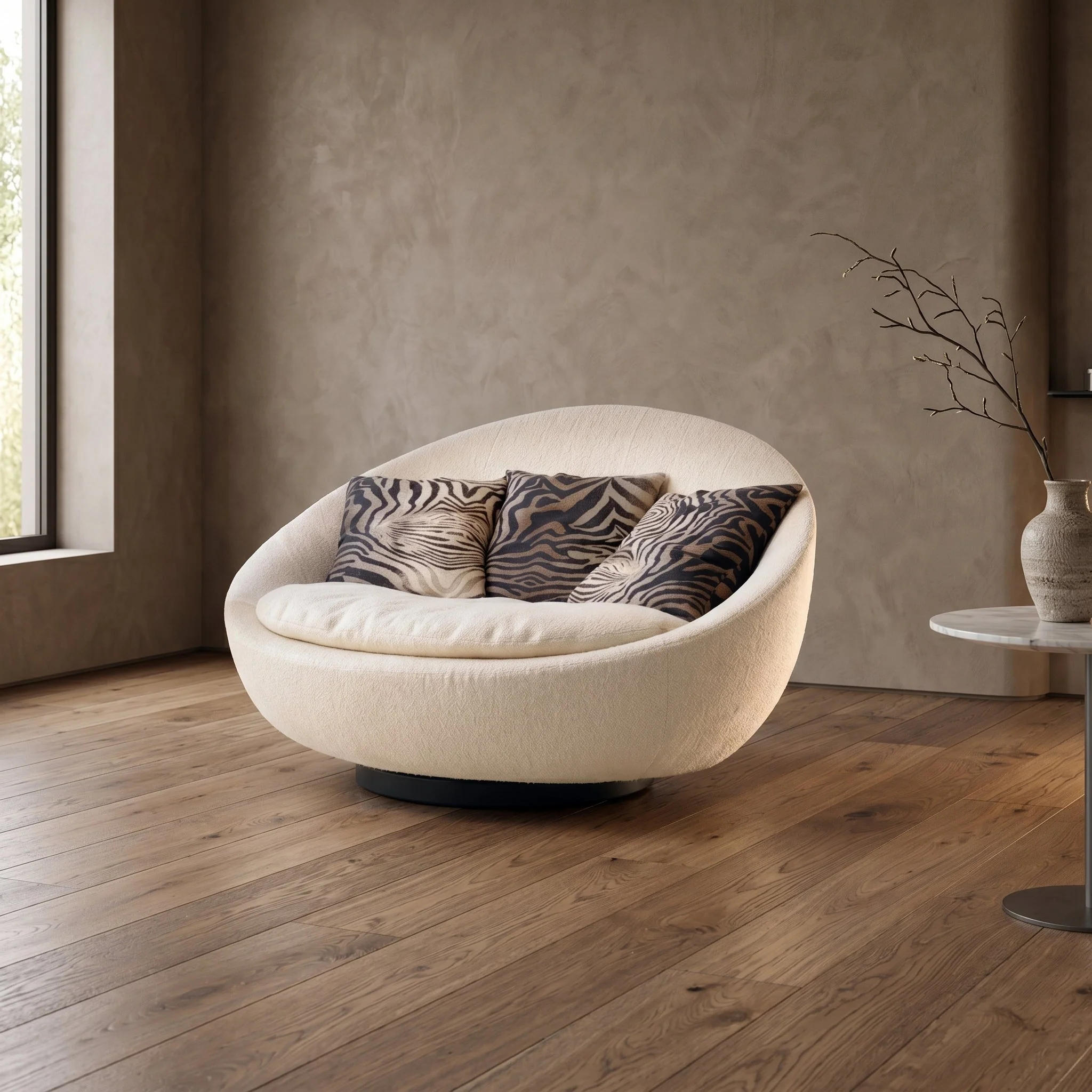 Ovetto Round Egg-Shaped Swivel Lounge Sofa Chair - Image 3