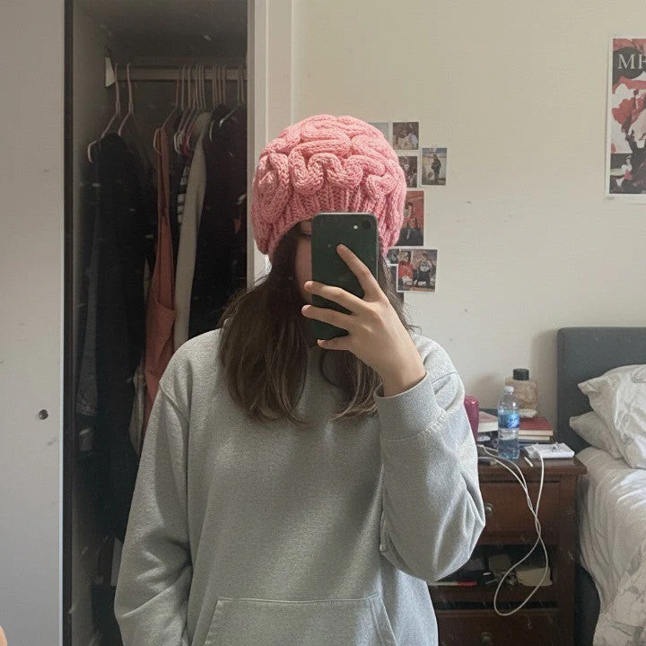 Too Much IQ Knitted Brain Beanie - Image 2