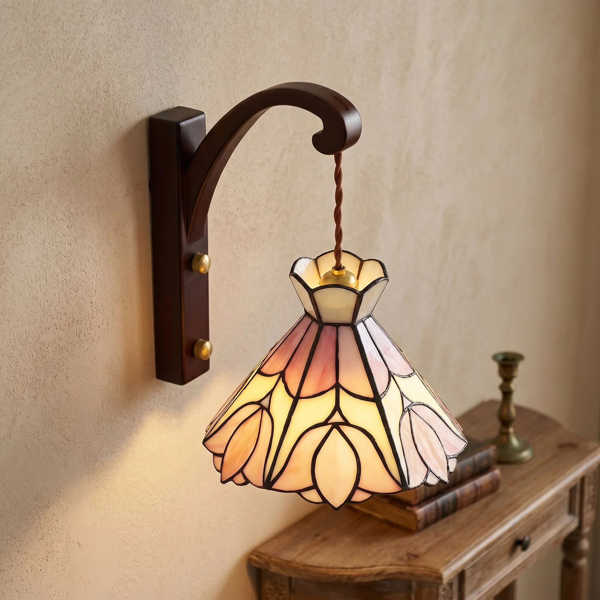 Floral Stained Glass Wall Lamp