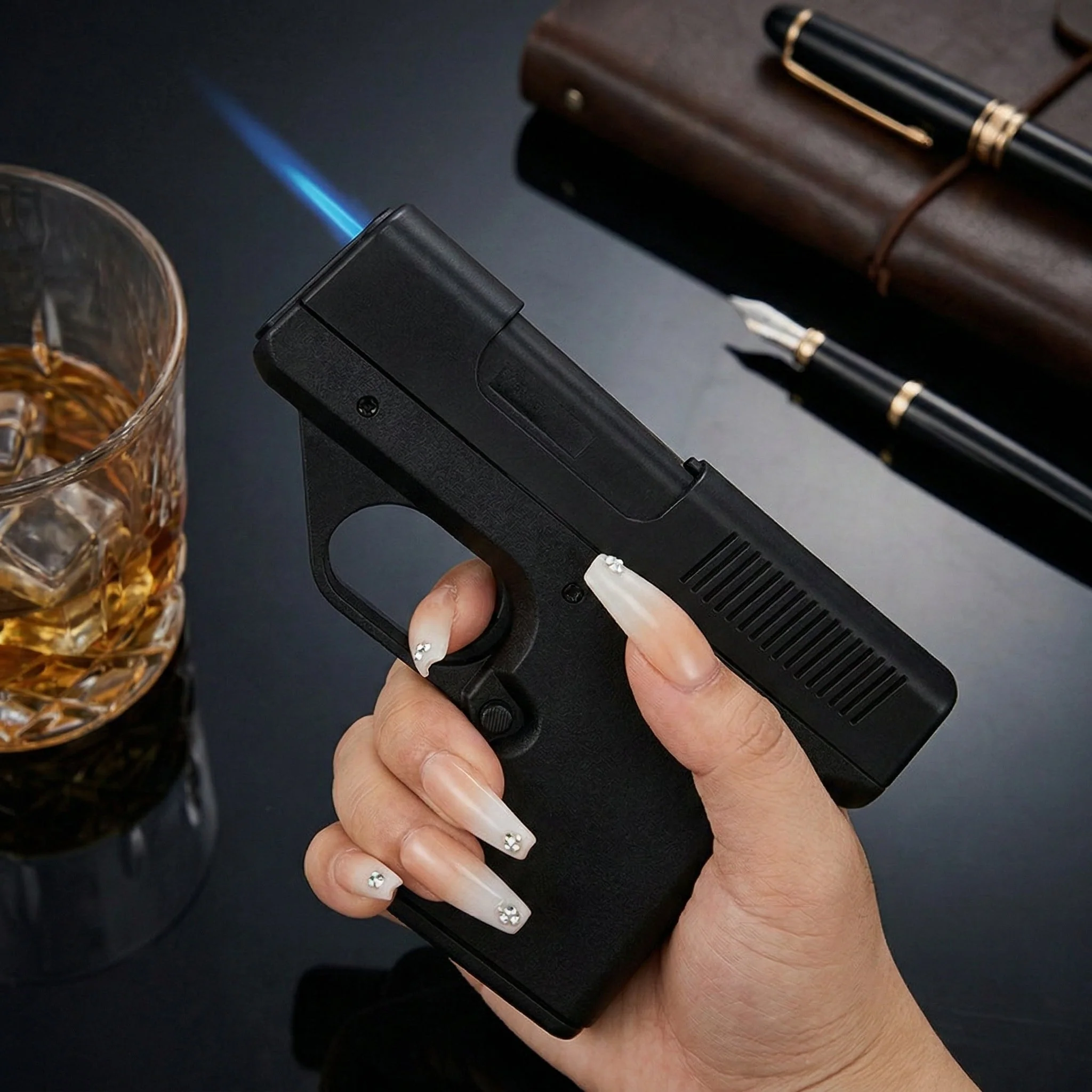 Gun Shape Secret Storage Jet Flame Lighter - Image 1