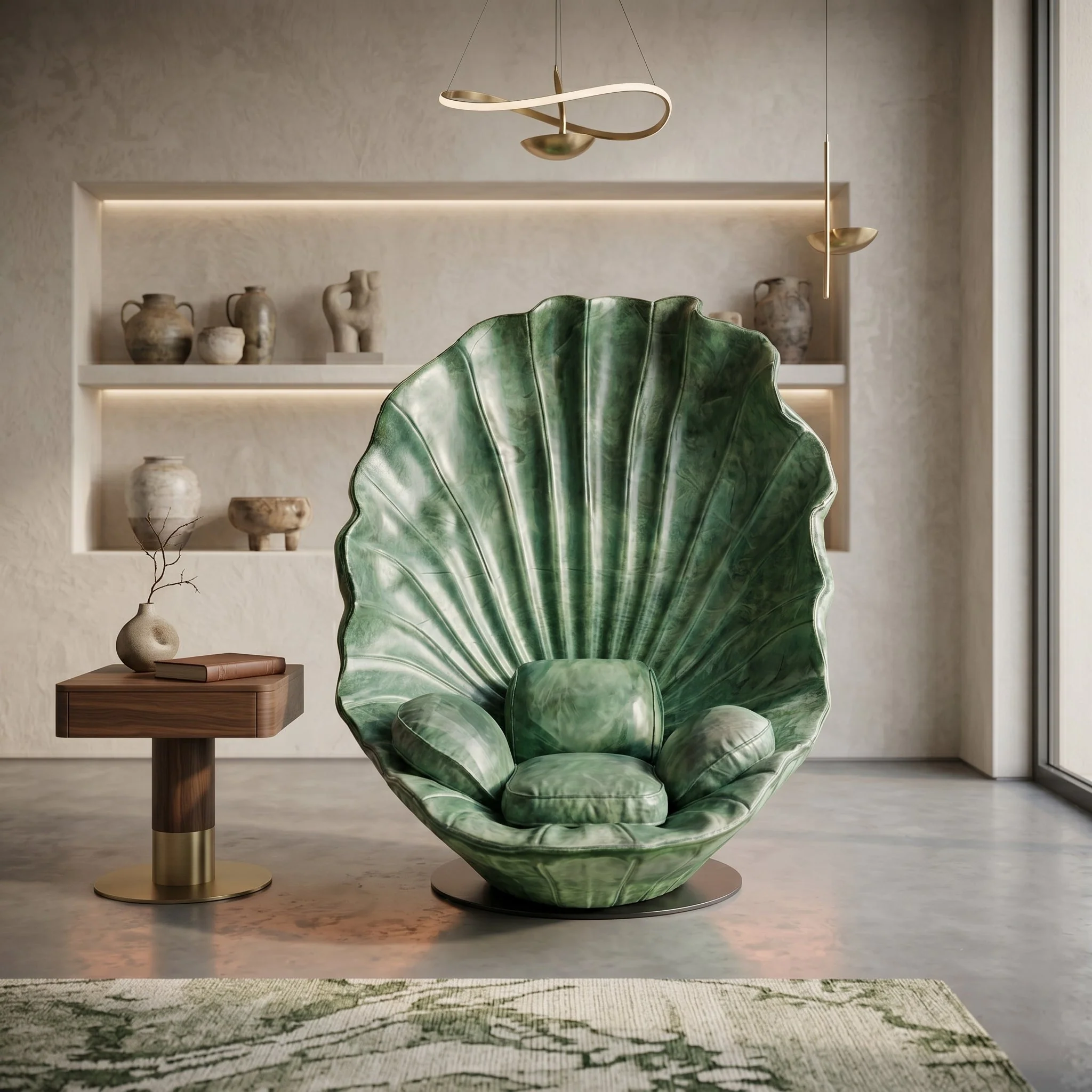 Sea Shell Velvet Accent Lounge Chair - Image 3