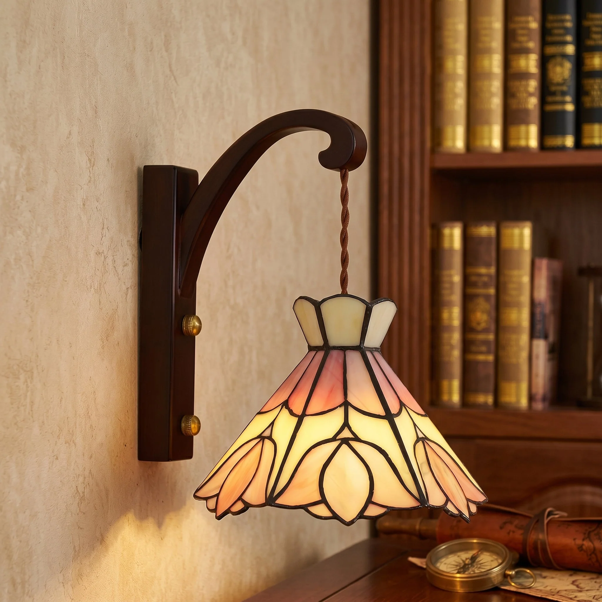 Floral Stained Glass Wall Lamp - Image 3