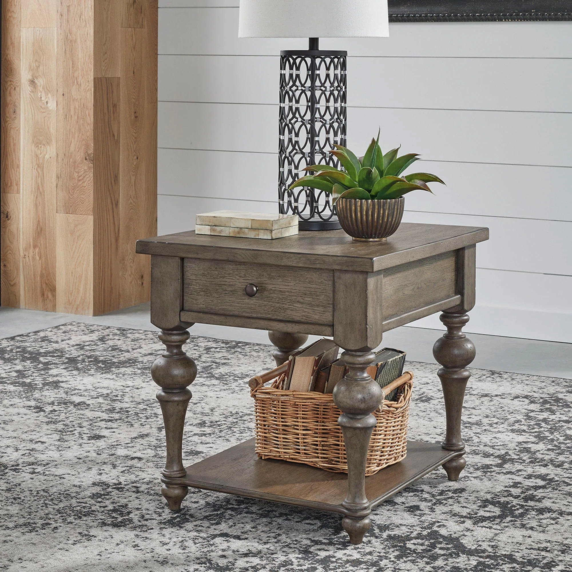 Americana Farmhouse - Drawer End Table - Dusty Taupe - Image 1