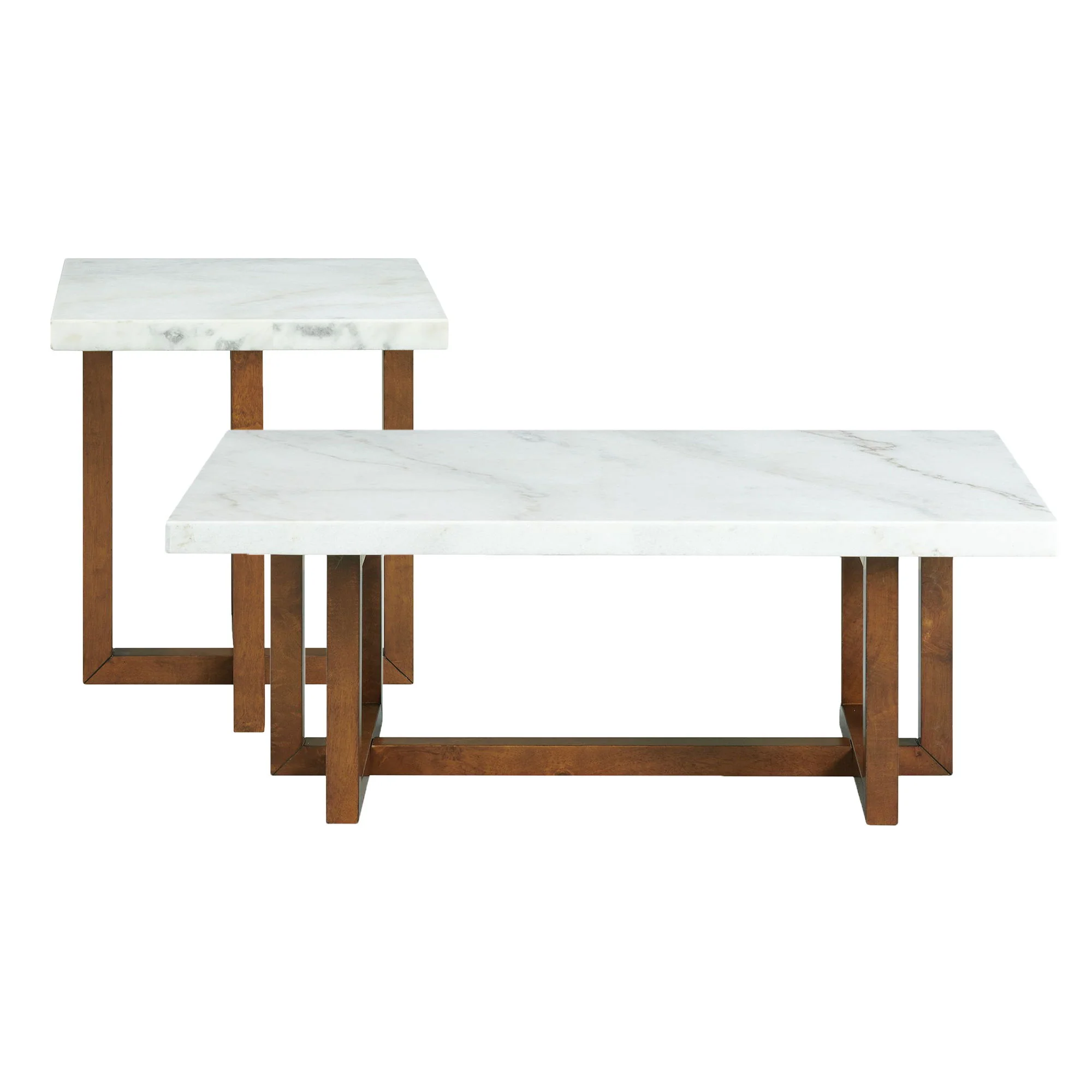 Morris – 2 Piece Occasional Marble Table Set – White