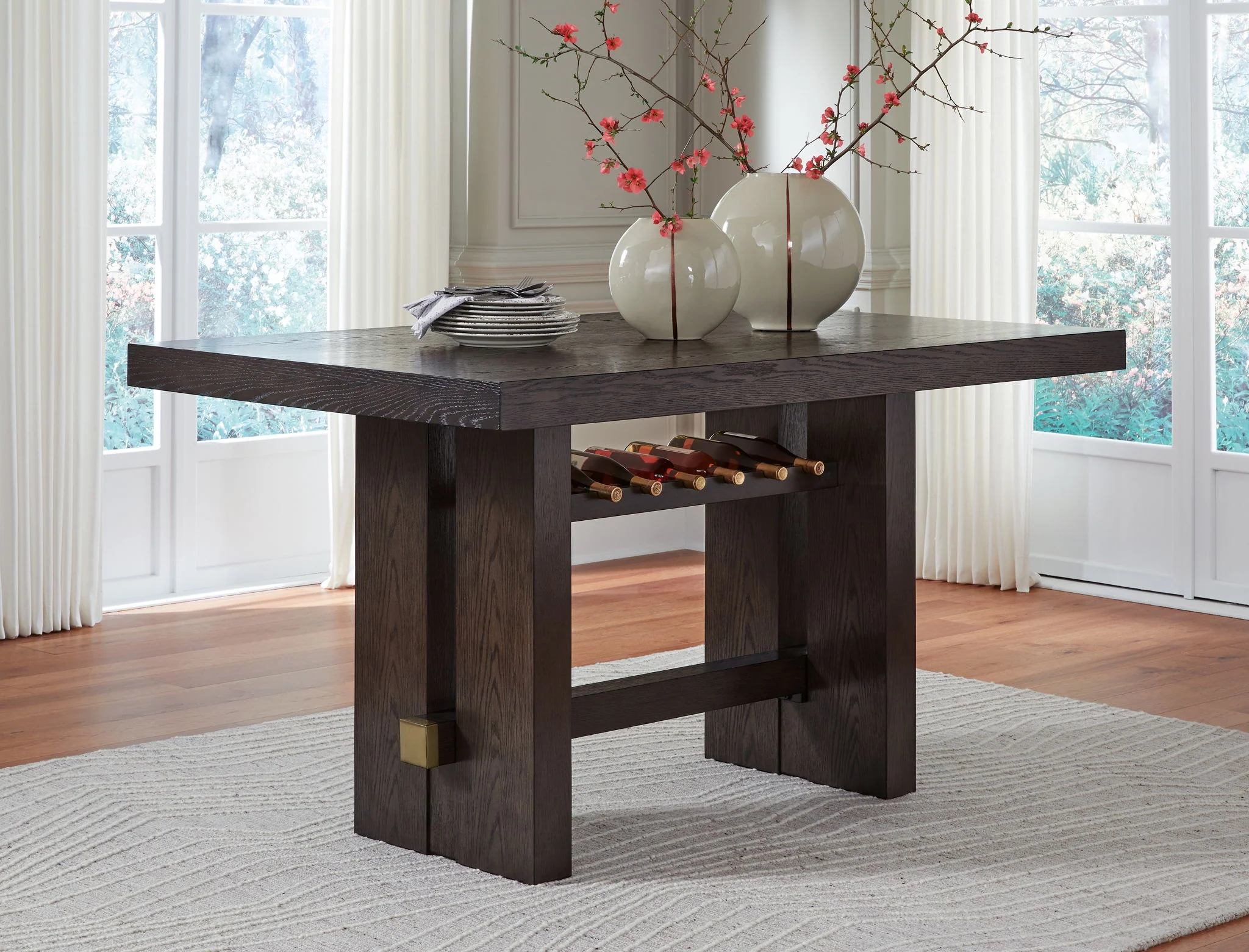Burkhaus - Rectangular Dining Room Counter Table - Dark Brown - Image 3