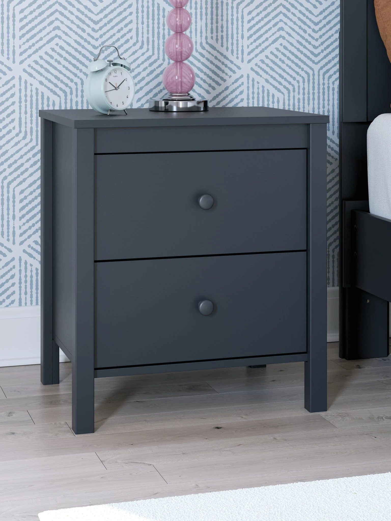 Simmenfort - Two Drawer Night Stand - Navy Blue - Image 2