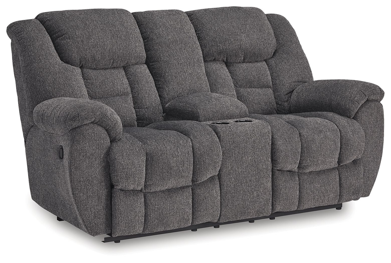 Foreside – Dbl Reclining Loveseat with Console – Charcoal