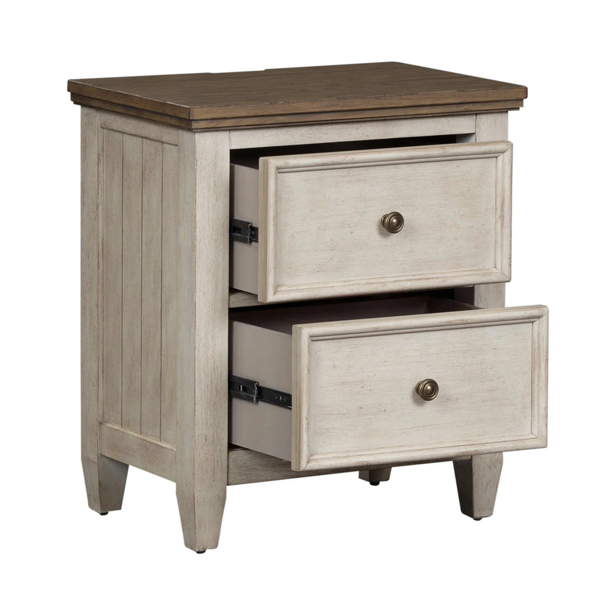 Heartland - 2 Drawer Nightstand With Charging Station - Antique White / Tobacco Tops - Image 2