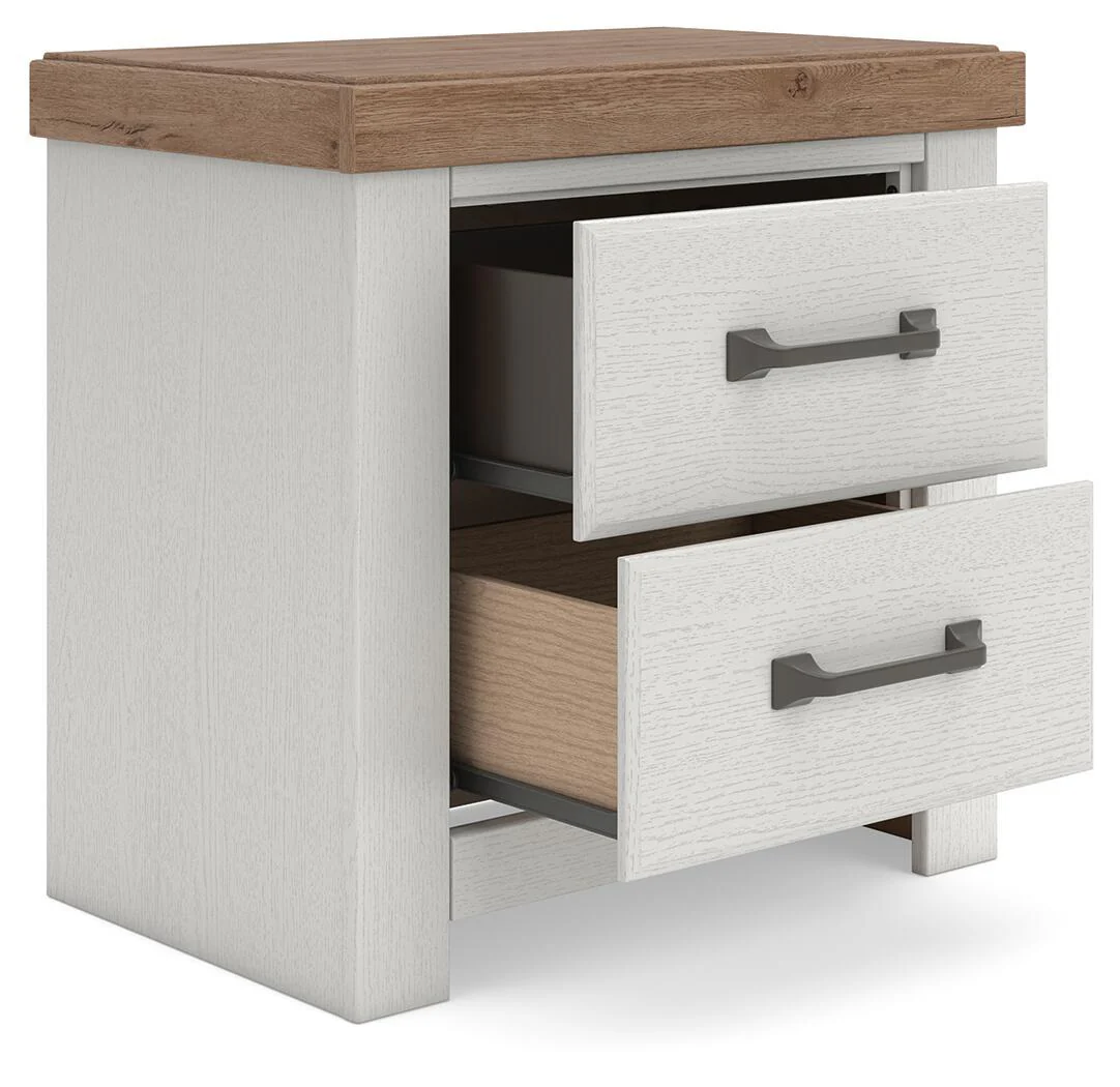 Savonport - Two Drawer Night Stand - White / Brown - Image 2