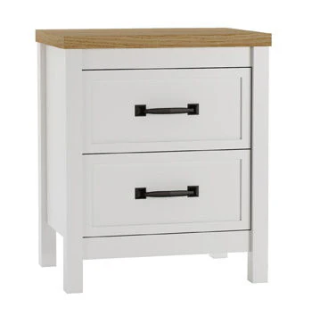 Kerisden – Two Drawer Night Stand – White / Brown
