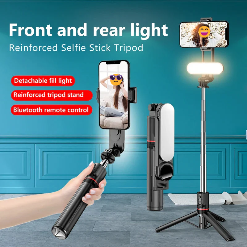 Ultra Foldable Built-In Lighting Selfie Stick Tripod - Image 2