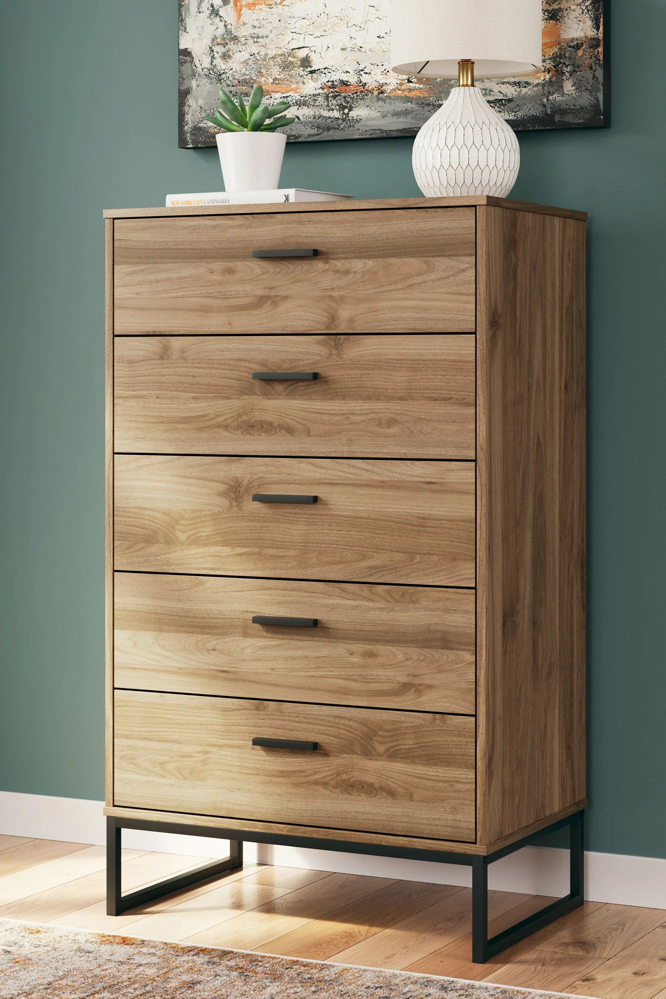 Deanlow - Five Drawer Chest - Honey - Image 2