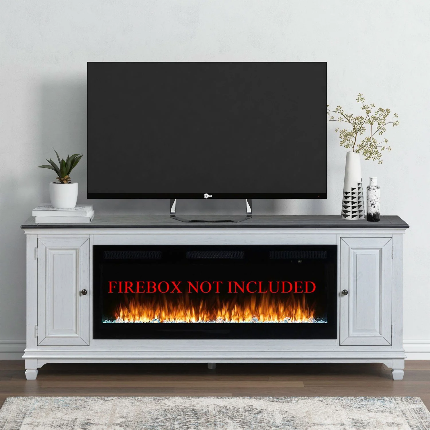 Fireplace TV Consoles – 80″ Fireplace TV Console FTS – White
