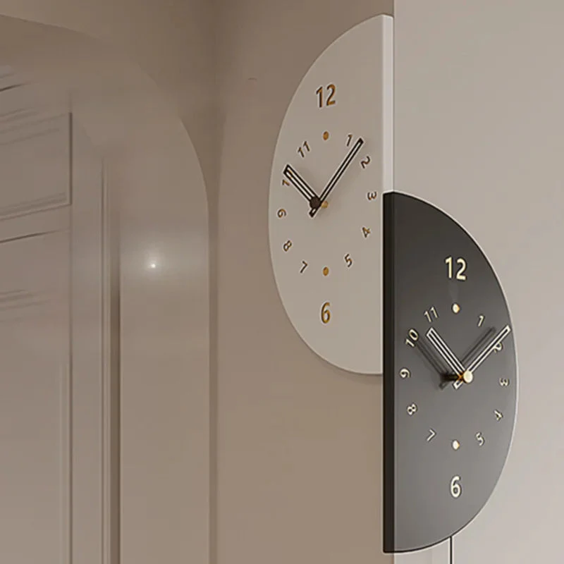 Geometric Half-Moon Dual Wall Clock - Image 2