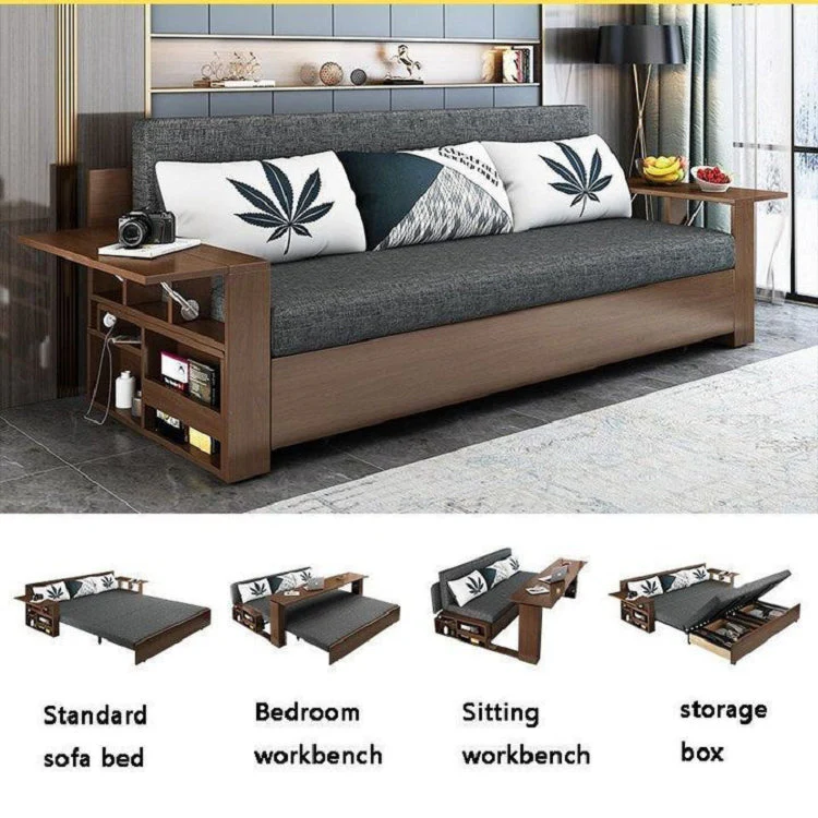 Desk Compact Multifunctional Wooden Minimalist Sofa Bed - Image 2