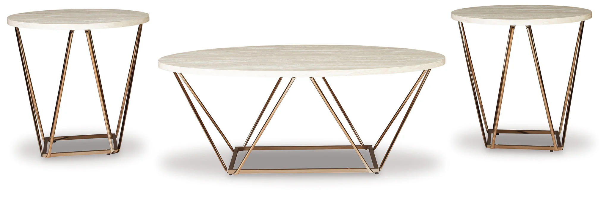 Tarica - Occasional Table Set (Set of 3) - White / Metallic - Image 2
